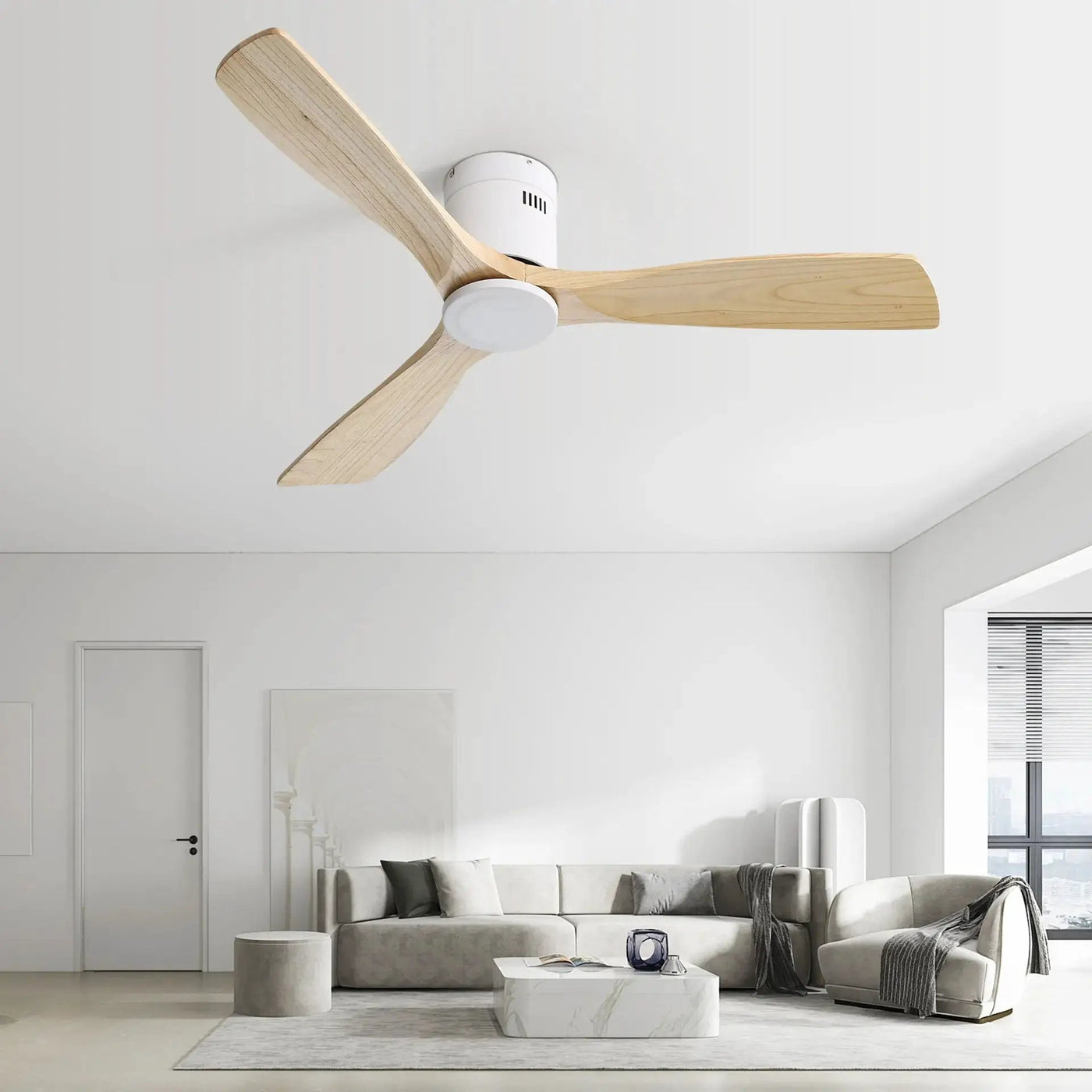 Low Profile Ceiling Fan DC, 3 Blade, Noiseless Reversible Motor, Remote Control by Unique Piece Furniture