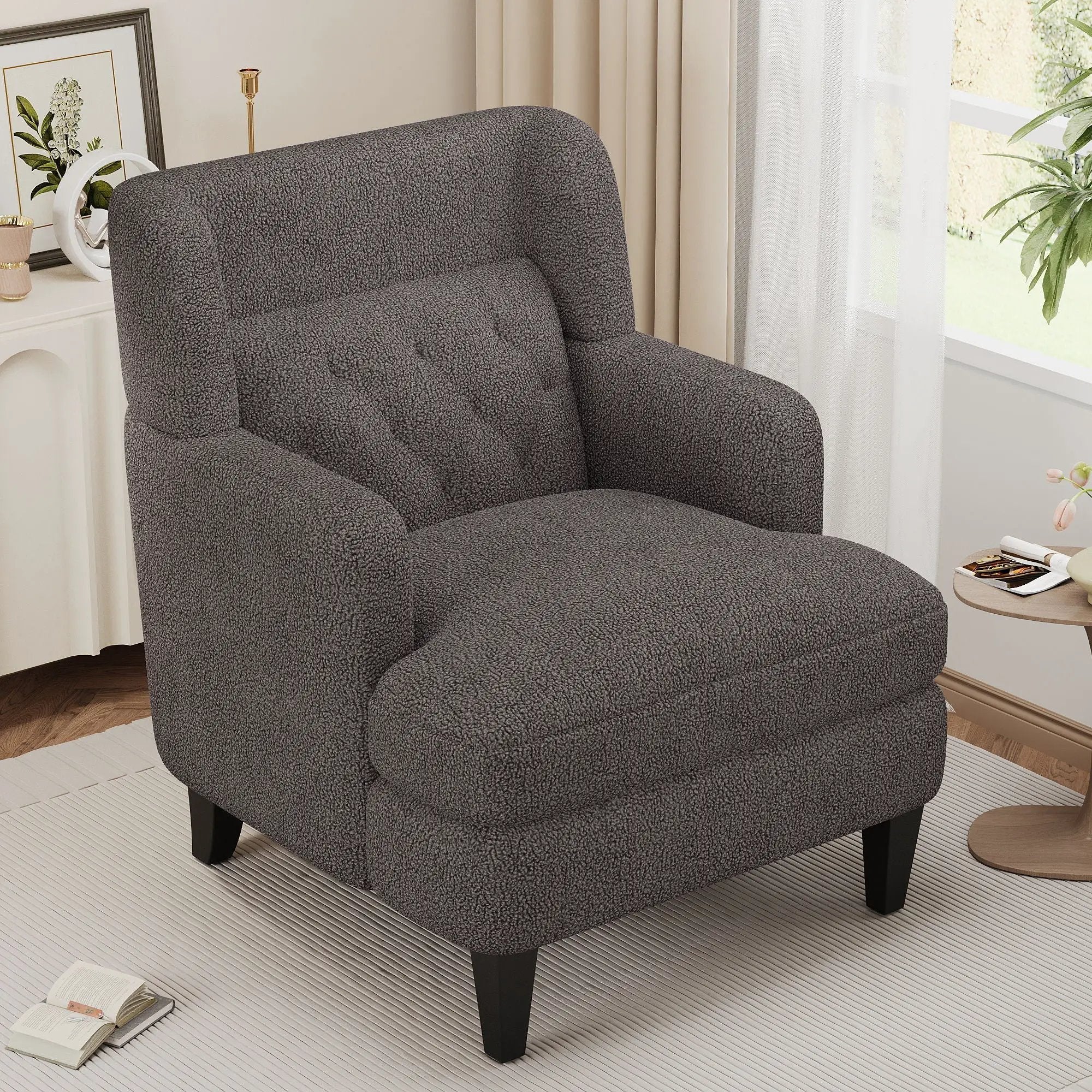 Upholstered Accent Chair Tufted Armchair For Living Room And Bedroom by Unique Piece Furniture