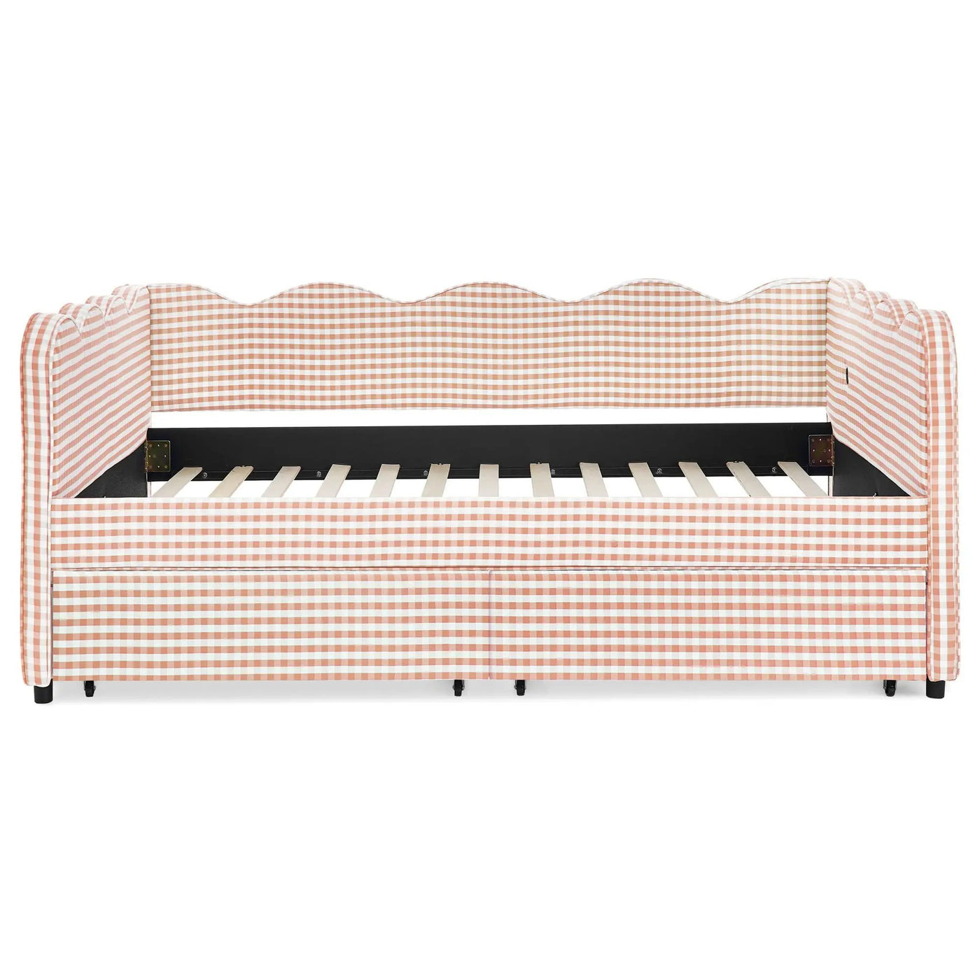Gingham Daybed With USB Charging Port, Wave-Shaped Design by HouseOfZazla