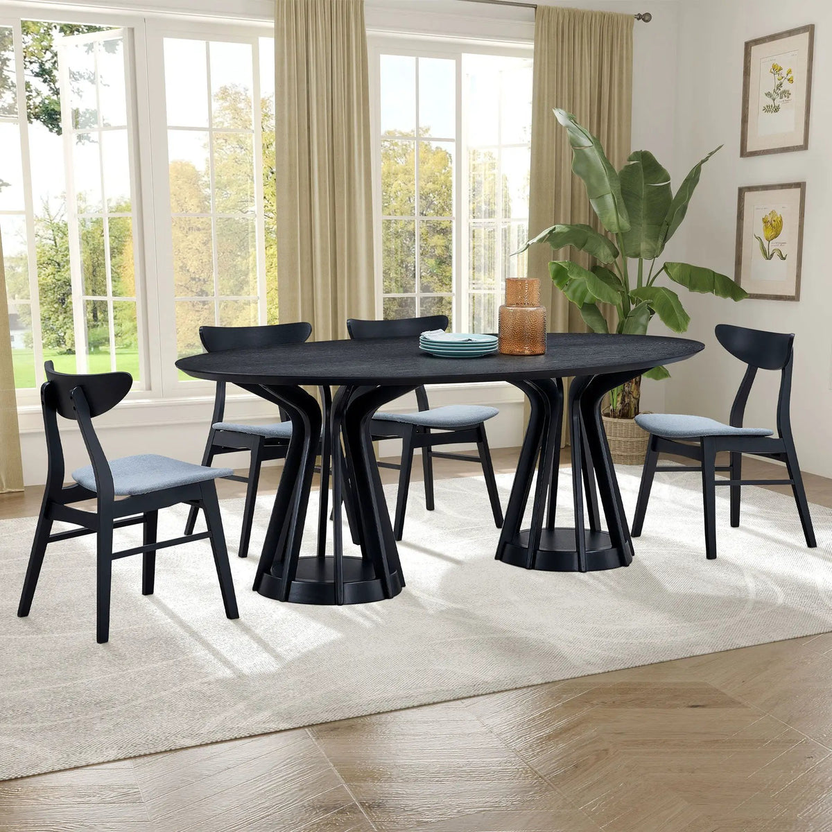 Modern Dining Table Set of 7: 1 Table + 6 Chairs by HouseOfZazla