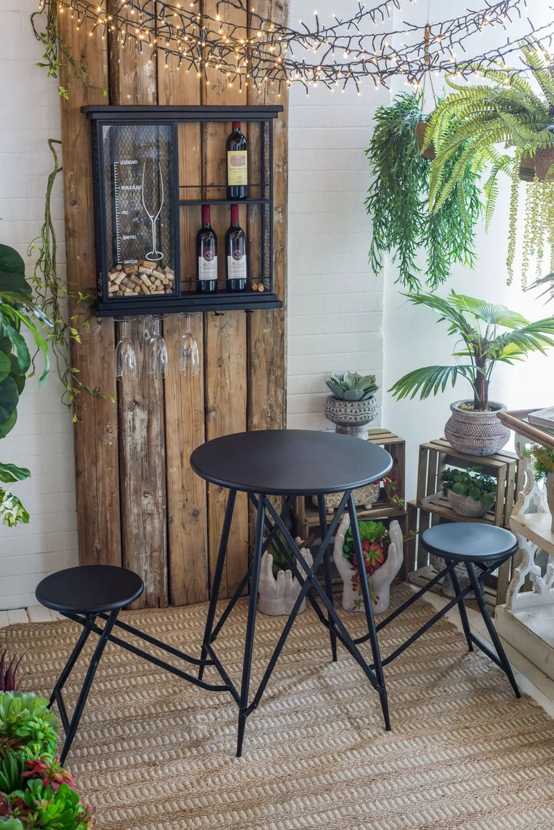 Floating Wine Bar Shelf With Glass Holder And Display Shelves - Black by HouseOfZazla