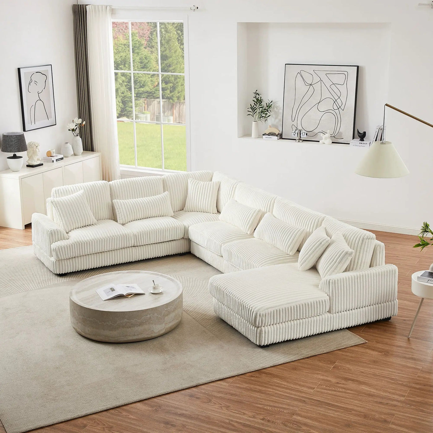 Oversized Sectional Sofa U - Shaped Sofa Couch Modern Sofa Upholstered In Soft With A Chaise Lounge For Living Room by HouseOfZazla