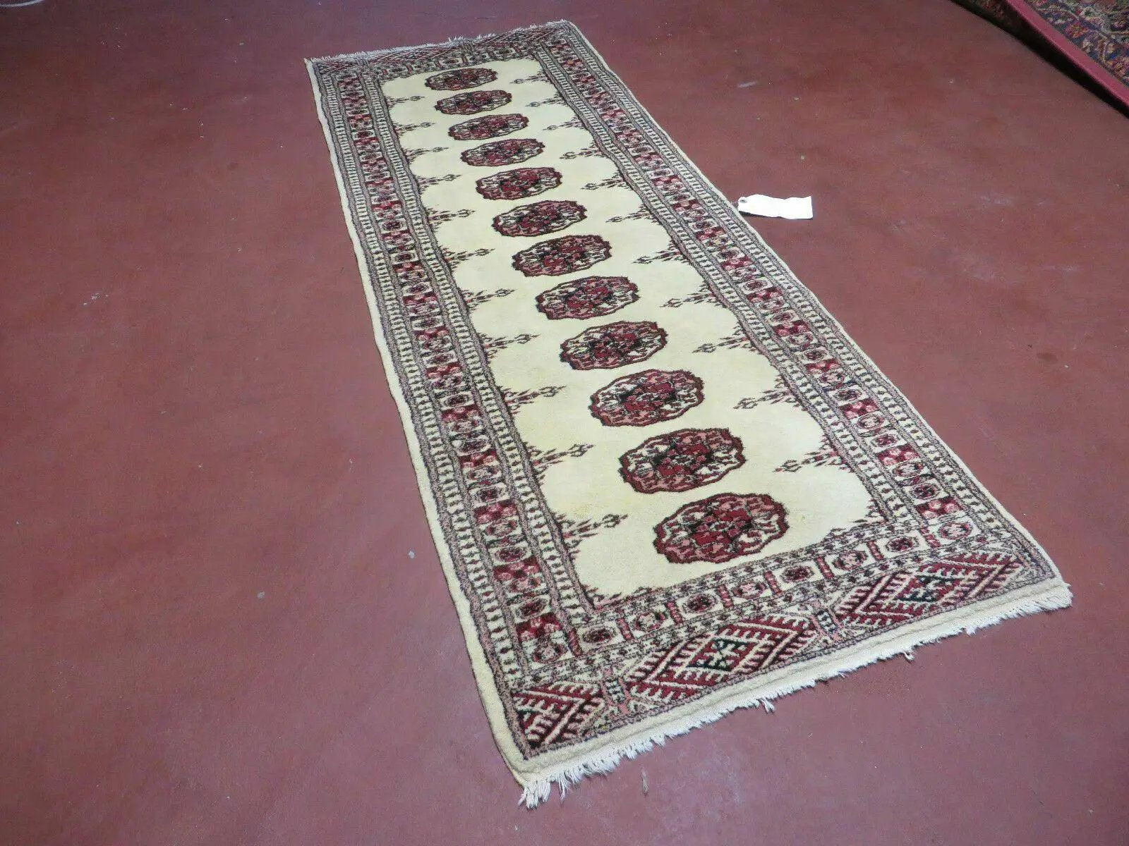 2' 7" x 7' Handmade Finely Knotted Pakistani Turkoman Bokhara Detailed Wool Rug by Jewel Rugs