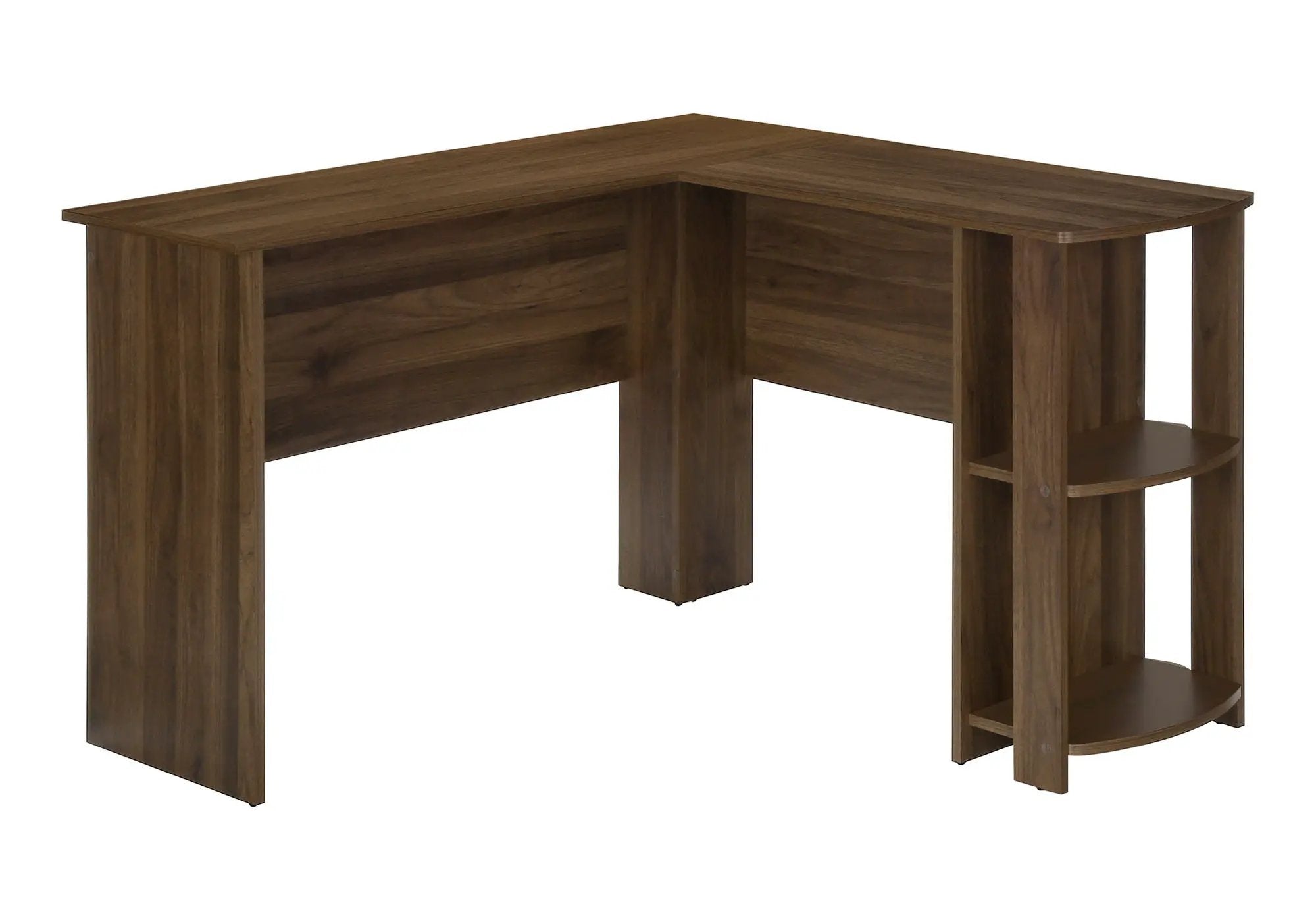 Computer Desk, Home Office, Corner, Storage Shelves, L Shape, Walnut by HouseOfZazla