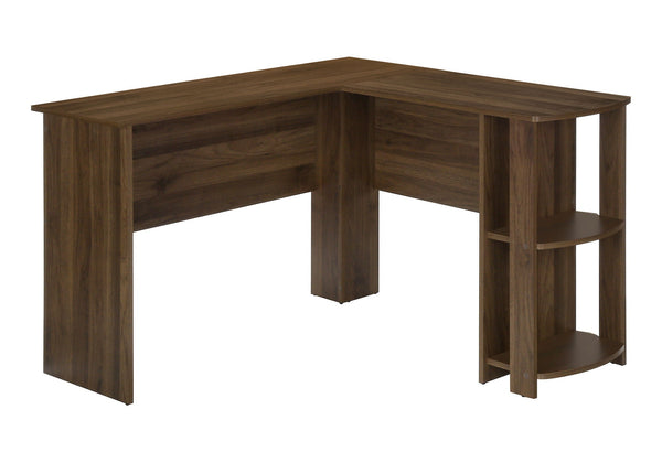 Computer Desk, Home Office, Corner, Storage Shelves, L Shape, Walnut