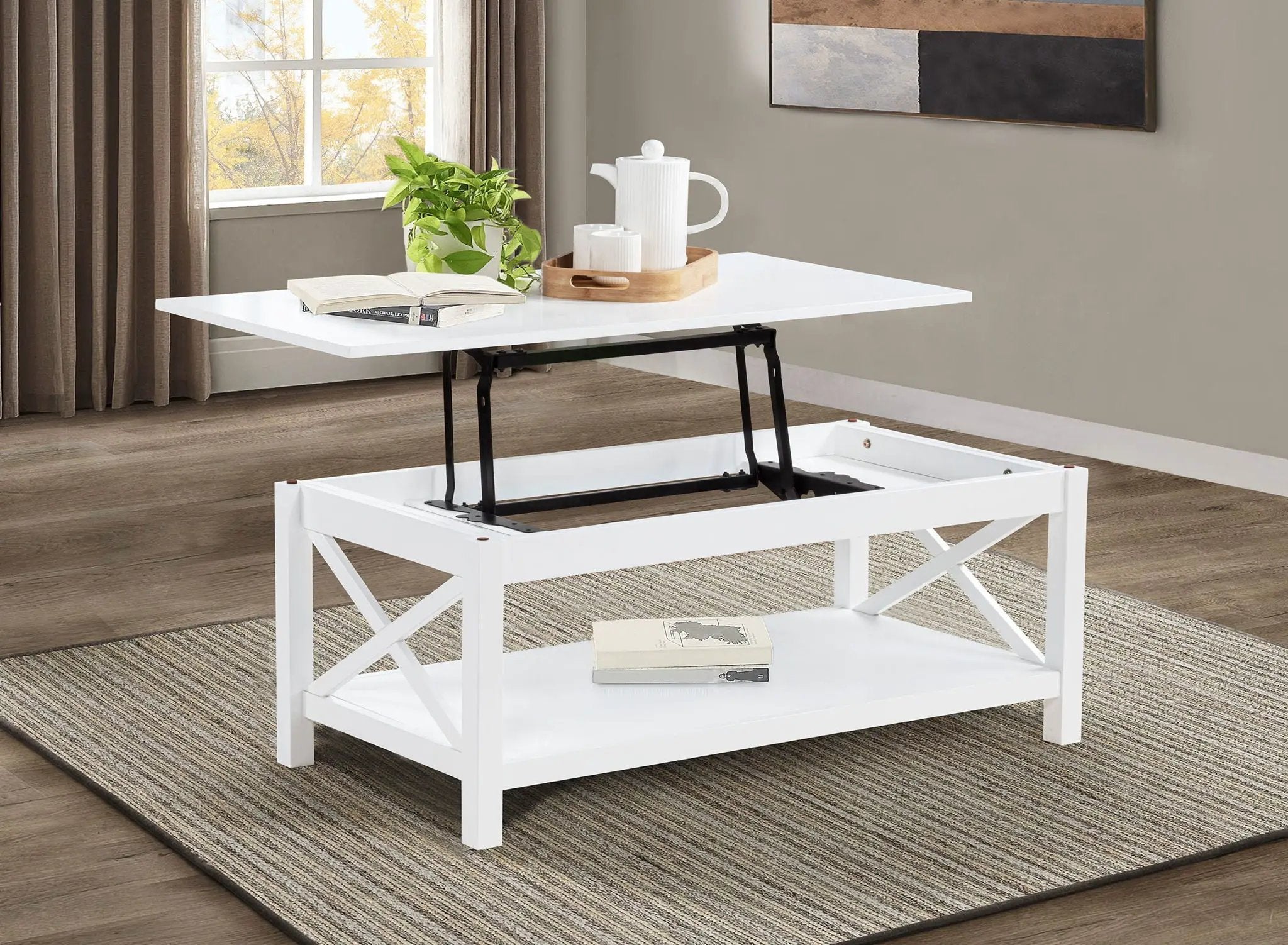 Skyview 44-inch Rectangular Lift Top Coffee Table White by Unique Piece Furniture