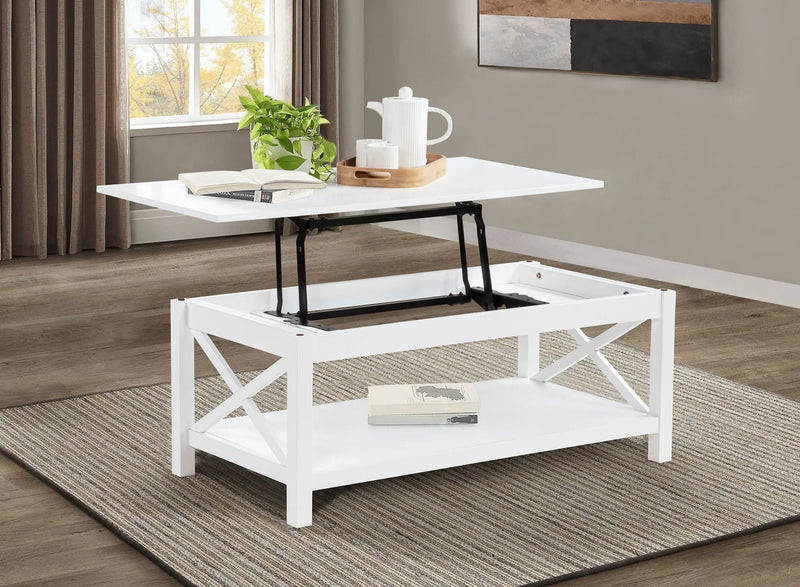 Skyview 44-inch Rectangular Lift Top Coffee Table White by Unique Piece Furniture