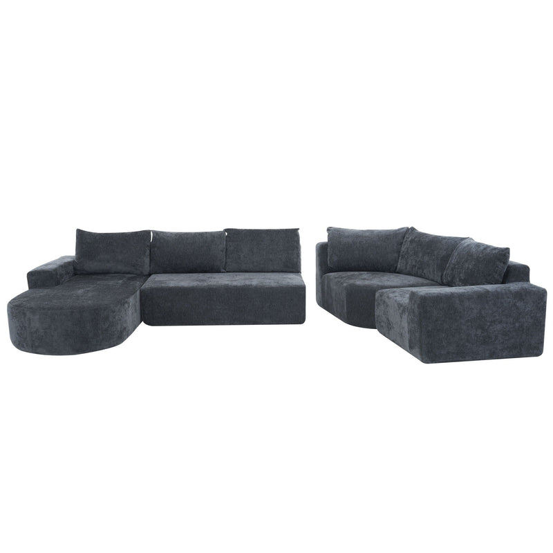 U-Shaped Oversized Modular Cloud Sectional Sofa With Deep Seat For Living Room by HouseOfZazla