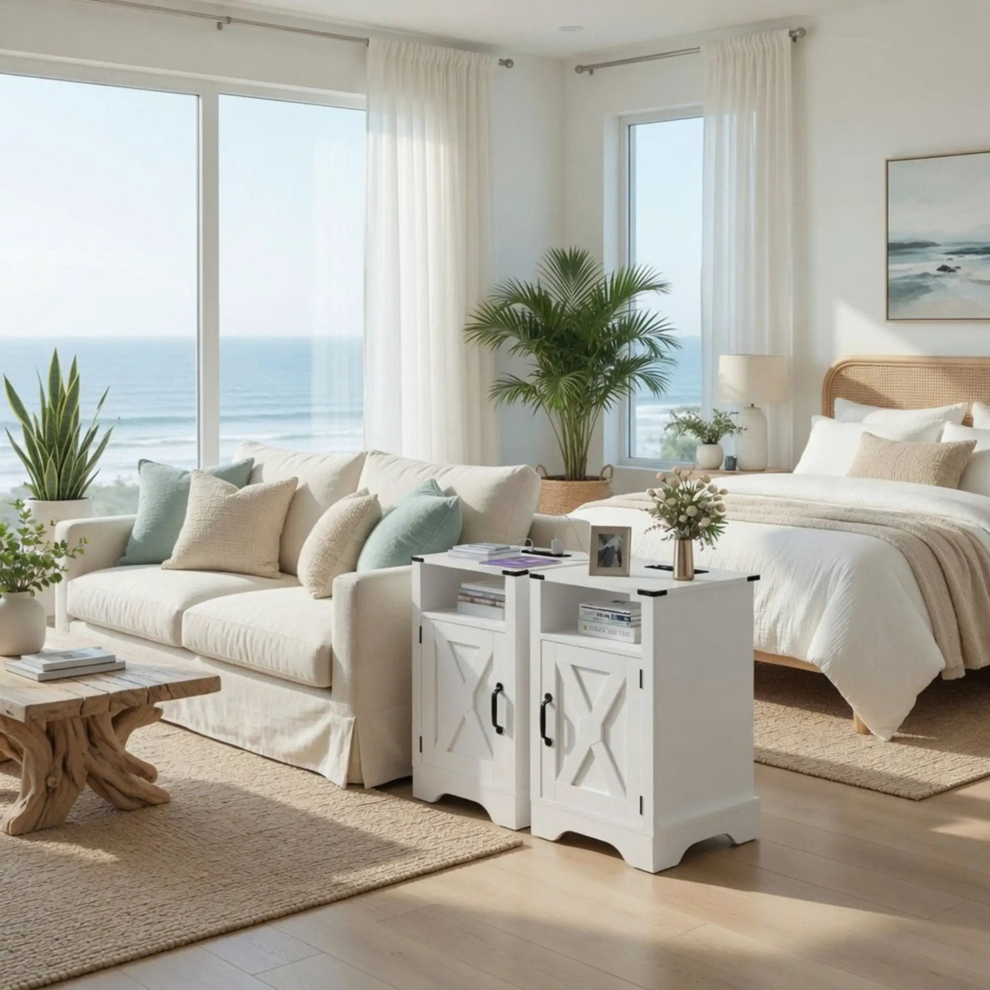 Farmhouse Nightstand, Charging Station & Storage by HouseOfZazla