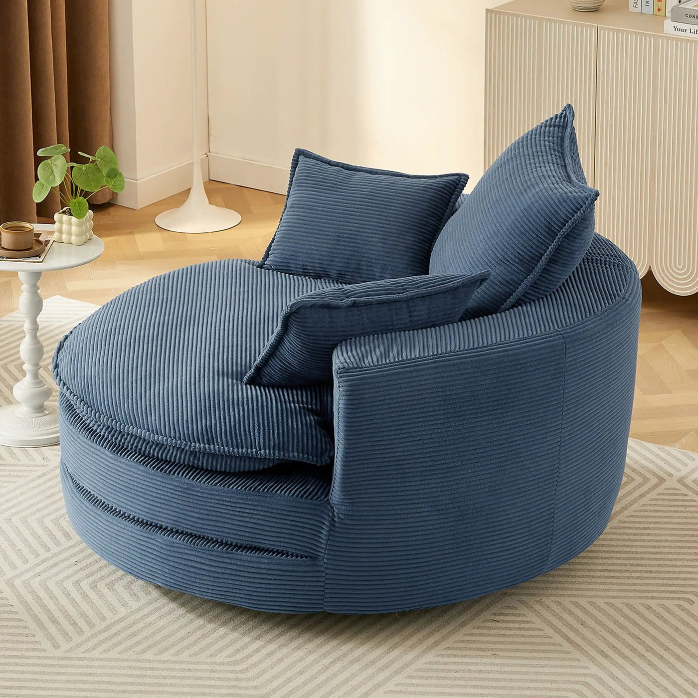 360° Swivel Accent Barrel Chair With Dual Layer Cushion And 3 Removable Pillows by HouseOfZazla