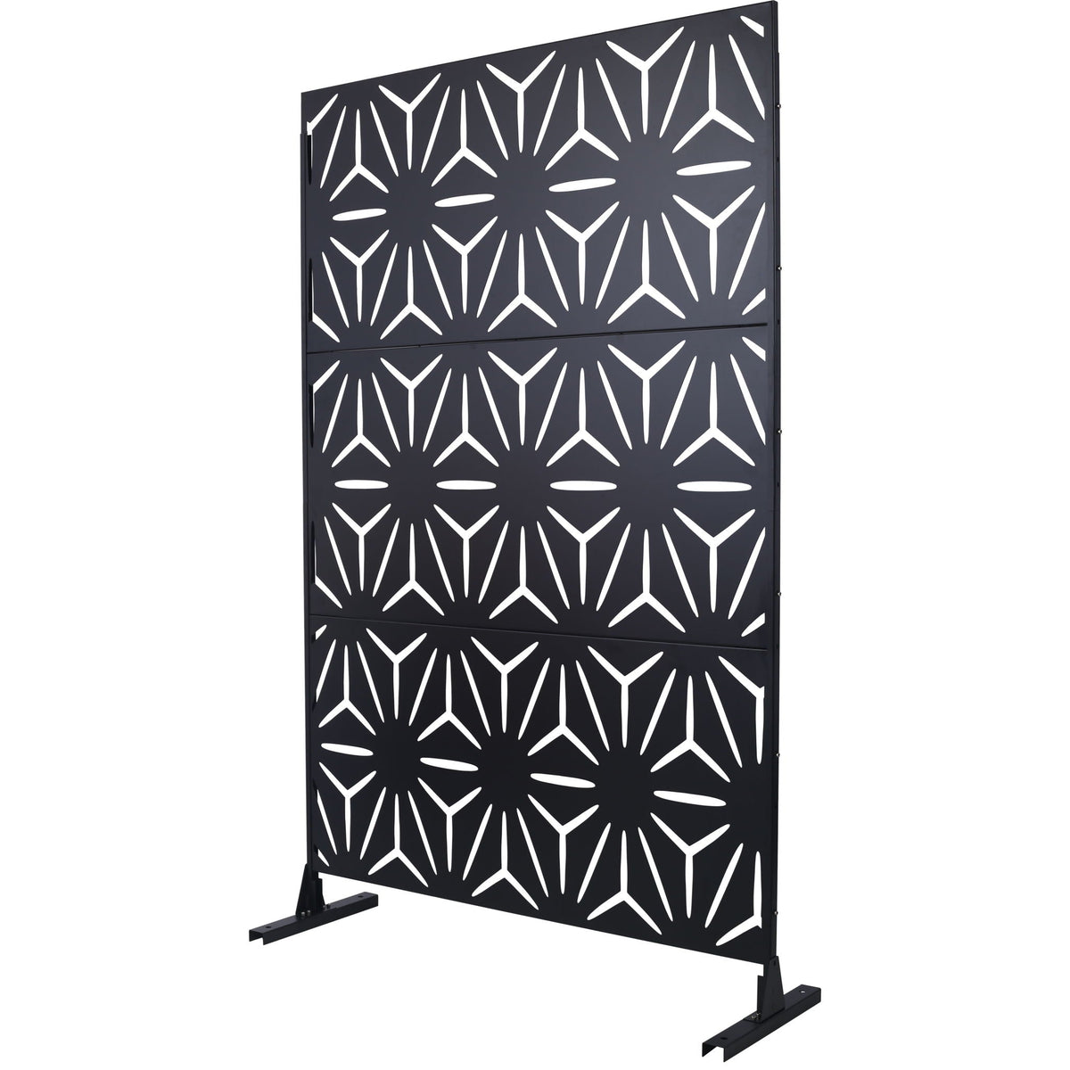 Metal Privacy Screen Room Divider with Freestanding Panels - Black, White, Dark Brown, photo 4 of 40