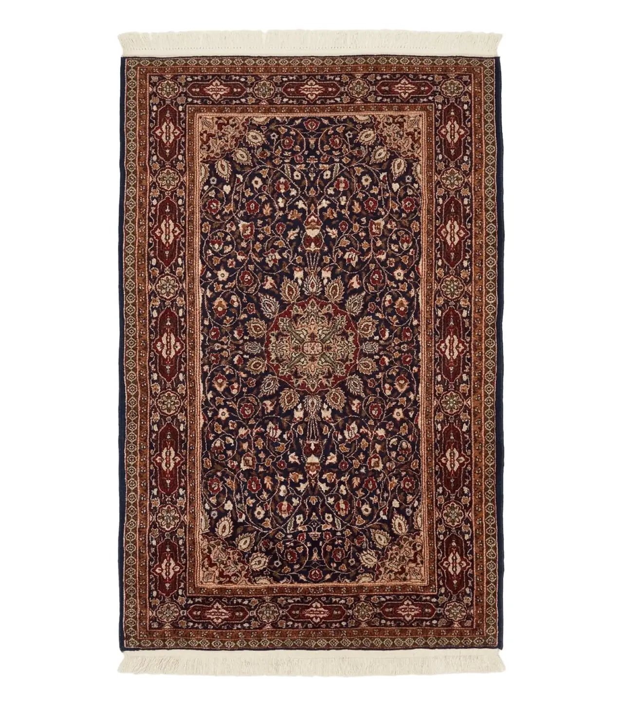 Indo Kashmiri Rug 3x5, Navy Blue, Very Fine 400 KPSI, Pair A by Jewel Rugs