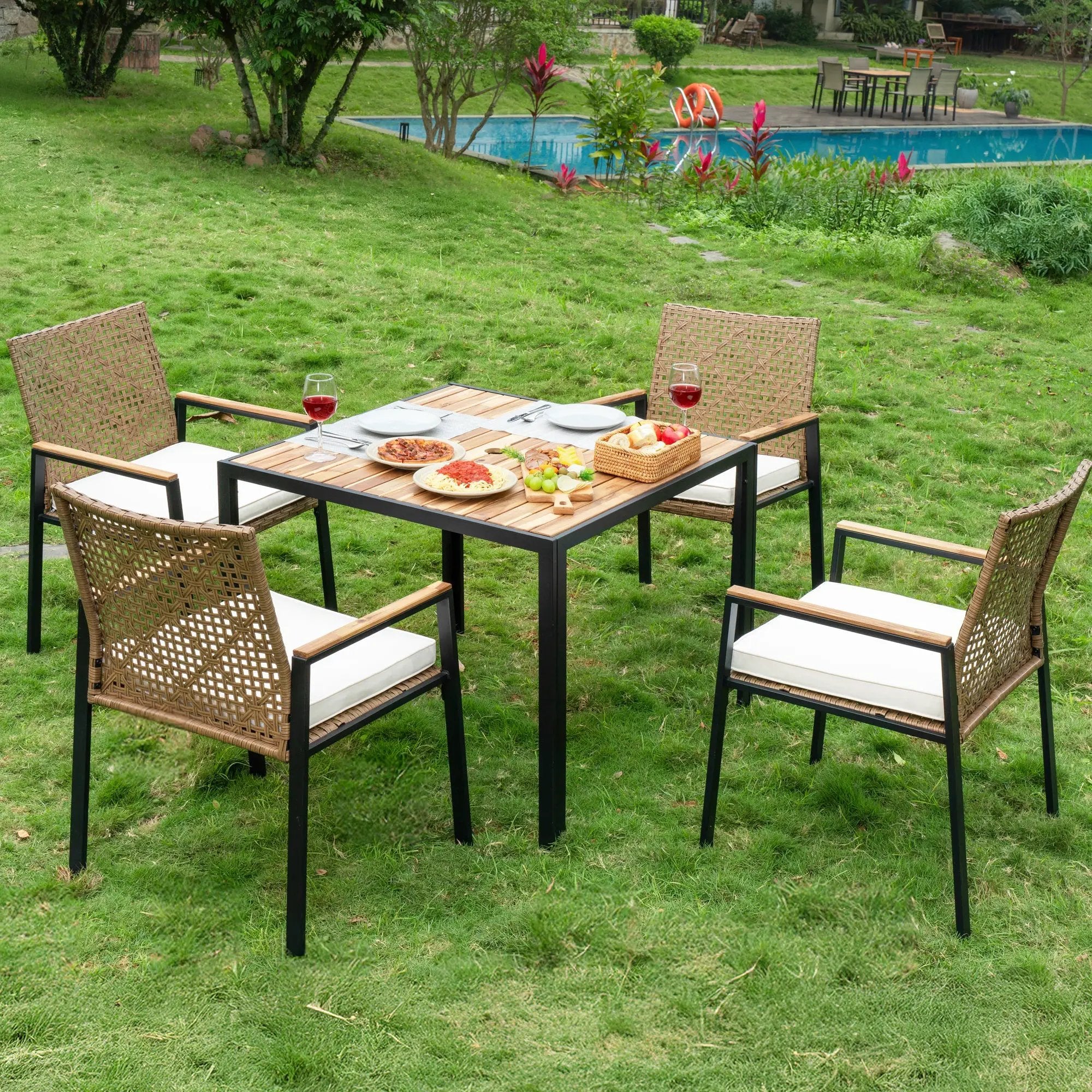 All Weather 5-Piece Patio Dining Table Set by HouseOfZazla