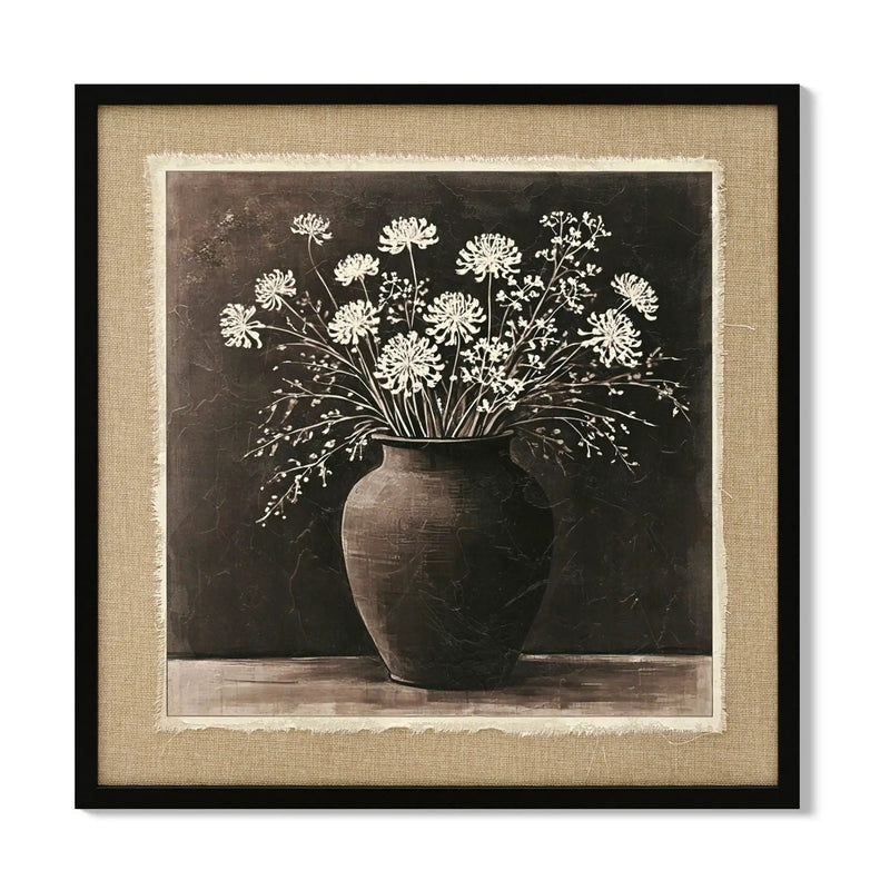 Artistic Path Abstract Flower Bouquet Wall Art - Ancient White by HouseOfZazla