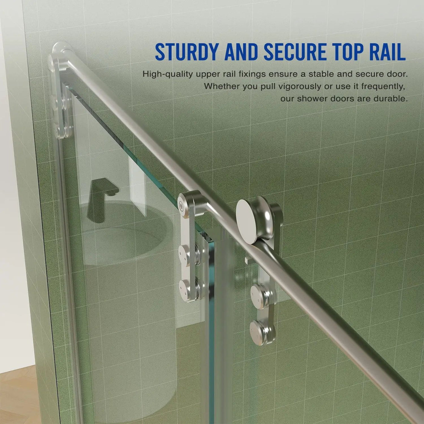 Frameless Shower Door, Sliding Shower Door, Premium 5 / 16" (8 Mm) Thick Tempered Glass Shower Enclosure With Towel Bar, Double Side Easy Clean Coat, Finished With Buffer by HouseOfZazla