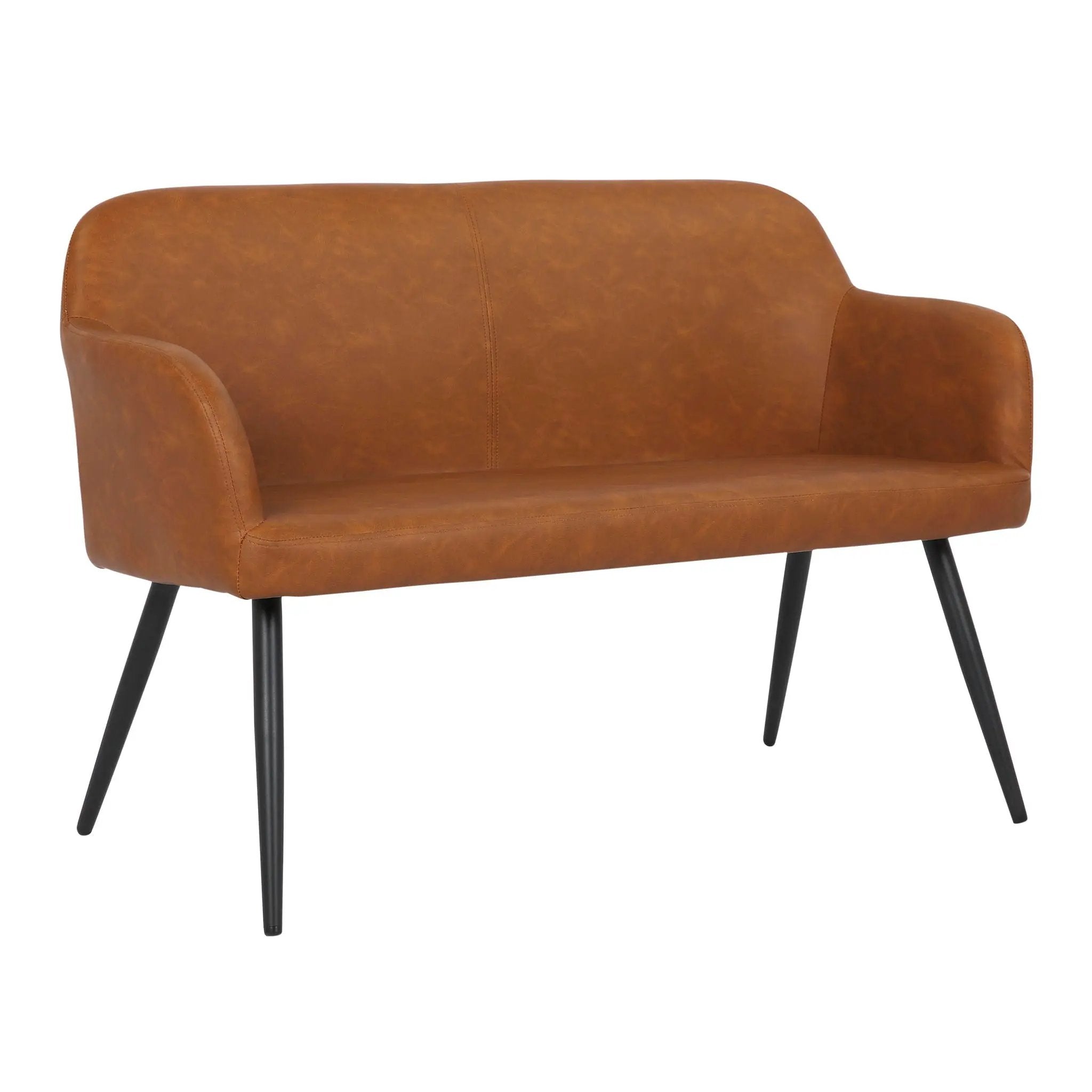 Daniella - Industrial High Back Bench - Black / Camel by Unique Piece Furniture