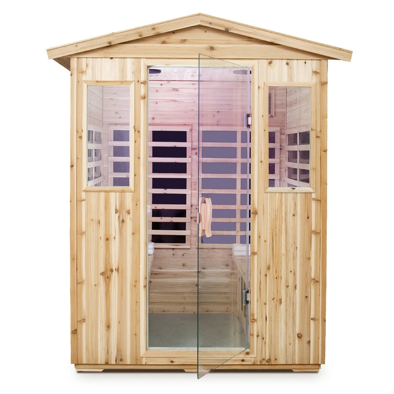 4 Person Old Fir Far Infrared Outdoor Sauna Room - Natural by HouseOfZazla