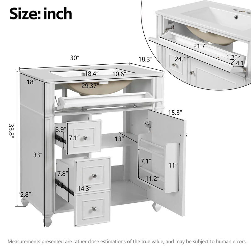 Bathroom Vanity Cabinet With Sink, Soft Close Doors With Door Organizer by HouseOfZazla