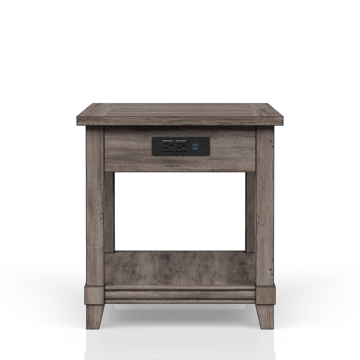 Gray End Table with Storage Drawer and USB Charging Ports, photo 2 of 6