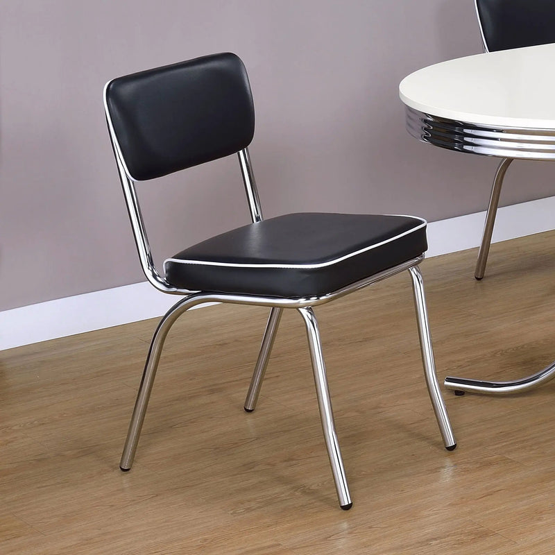 Retro Upholstered Dining Side Chair Black (Set of 2) by Unique Piece Furniture