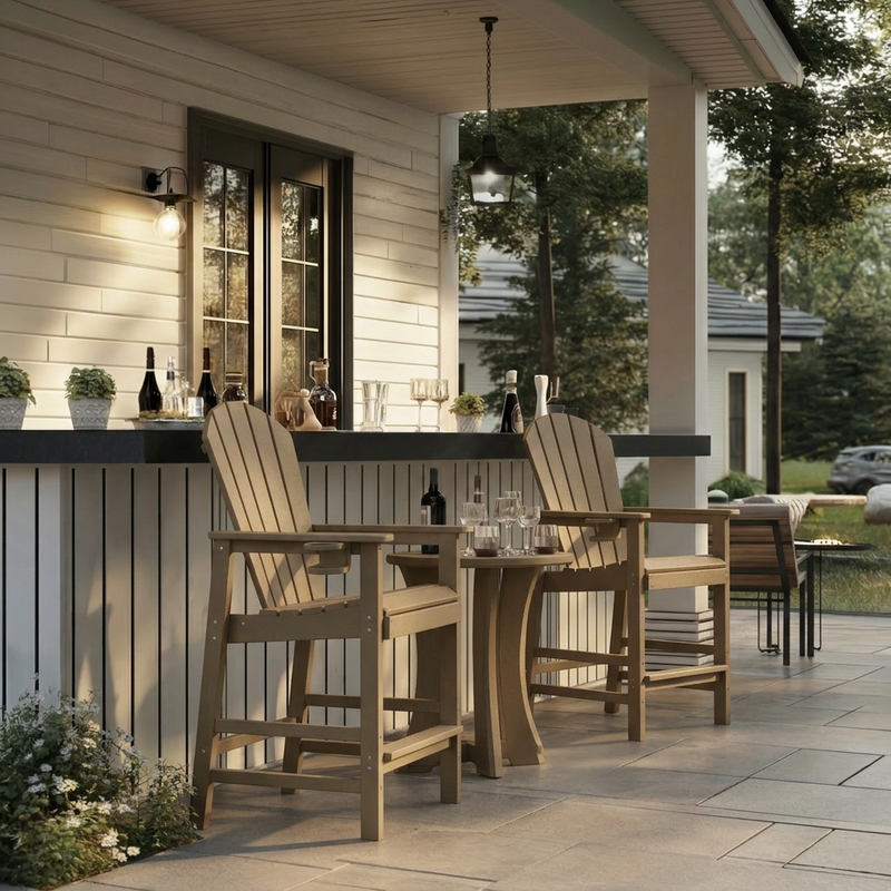 HDPE Bar Height Adirondack Chair with Cup Holder by HouseOfZazla