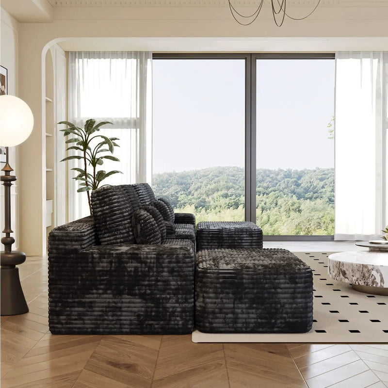 150'' Width 5-Piece Sectional Sofa with 2 Ottomans by HouseOfZazla