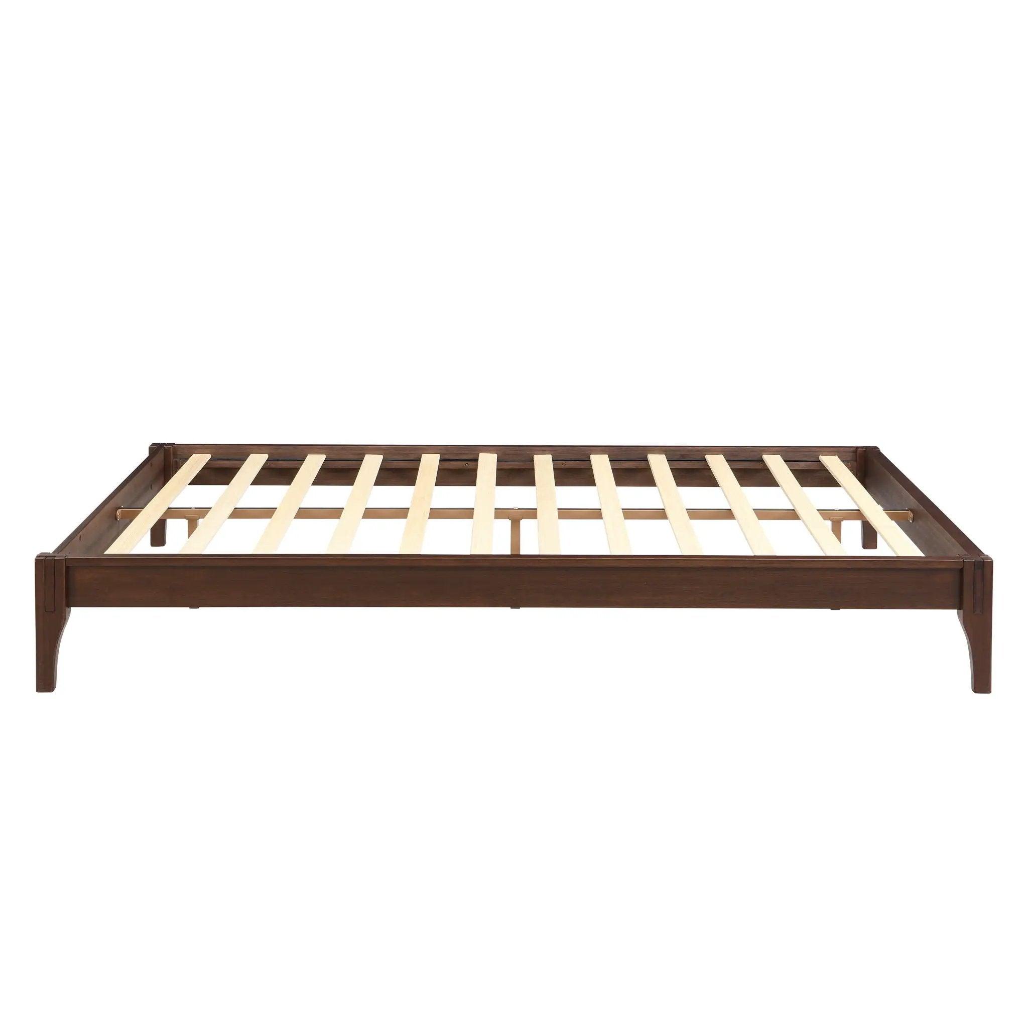 Queen Size Platform Bed Frame With Wood Slat And Metal Support - Chocolate by HouseOfZazla