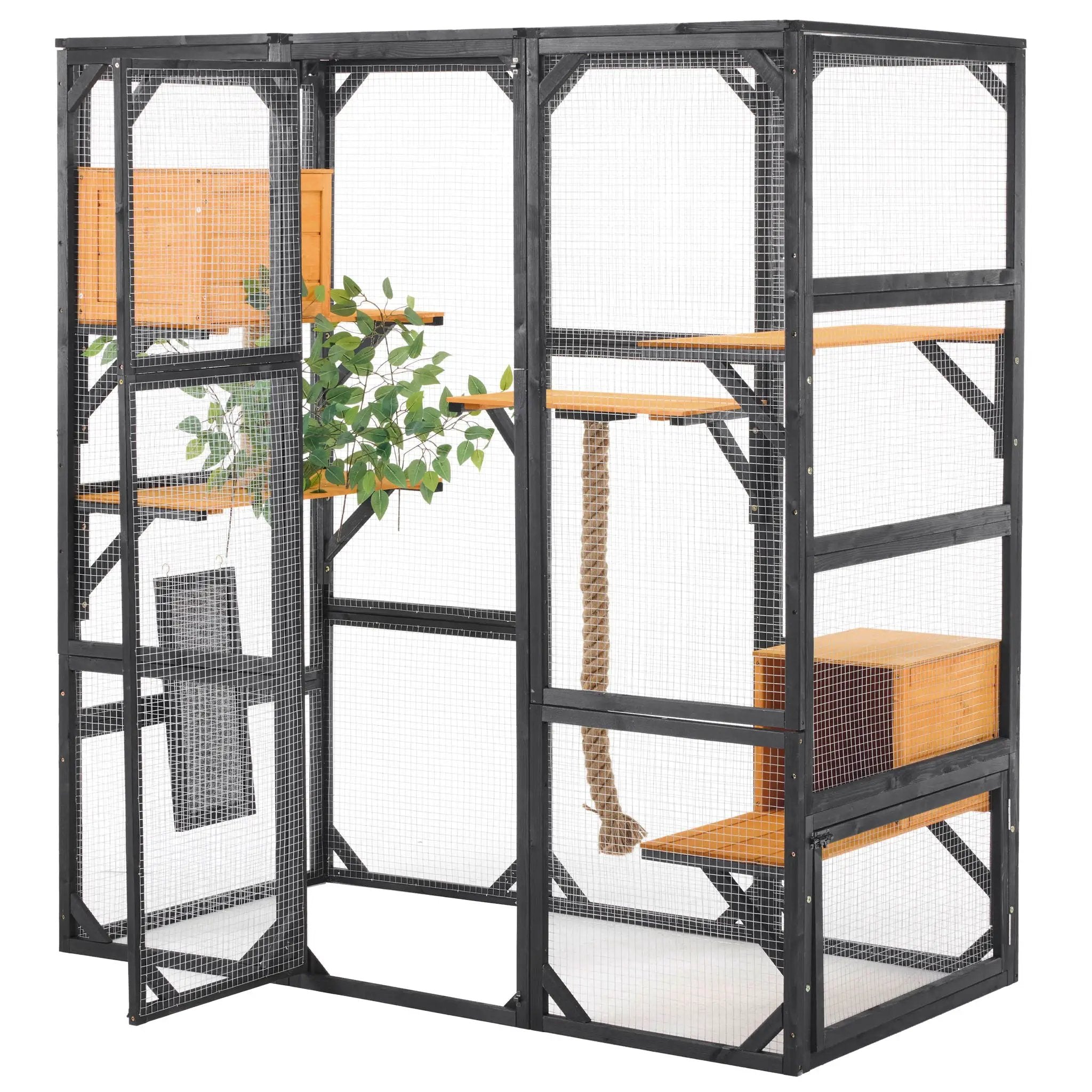 Outdoor Cat House, Diy Cat Enclosure Catio With Double Enter Doors by HouseOfZazla
