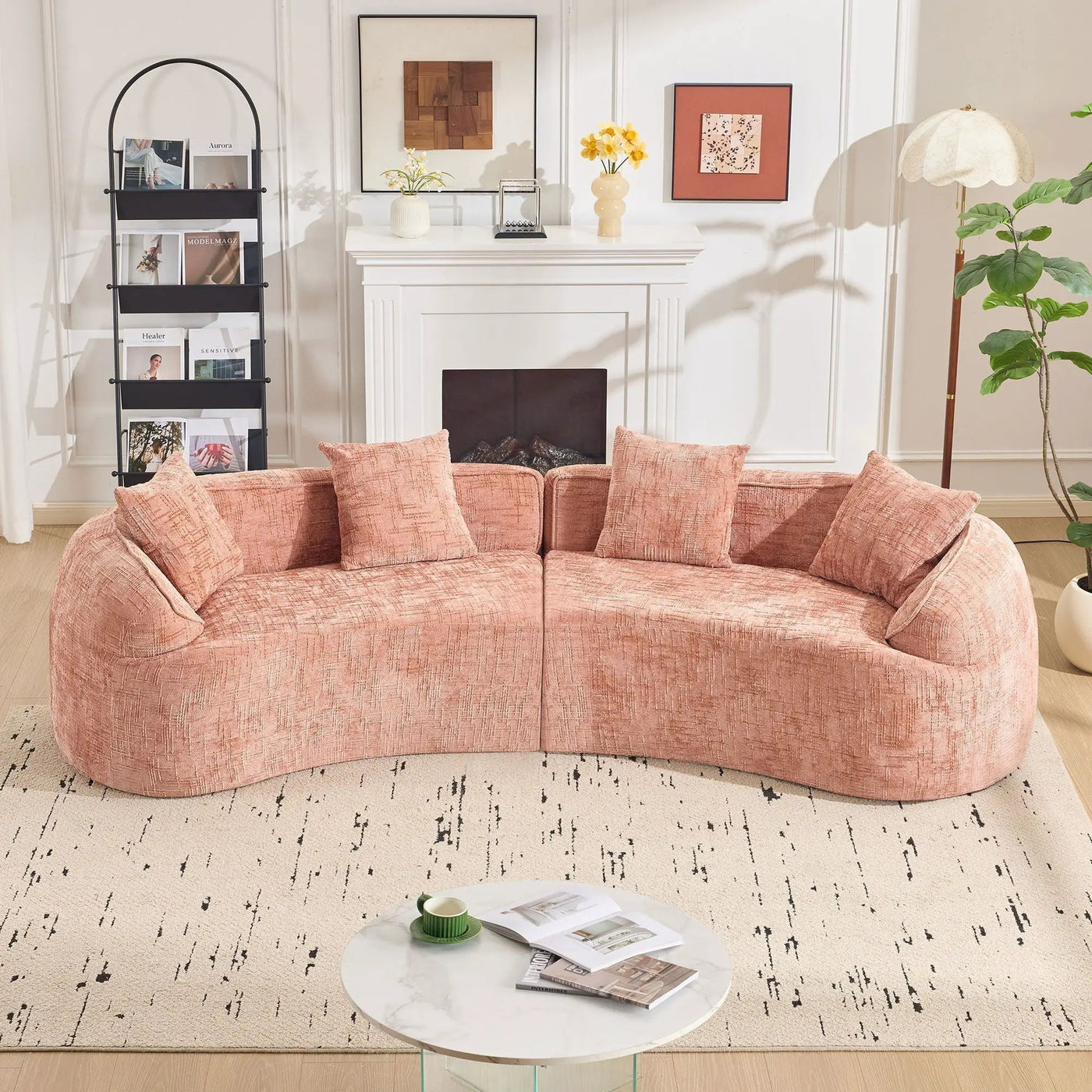 Curved Compressed Sofa, Nordic-Style Design For Living Room by HouseOfZazla