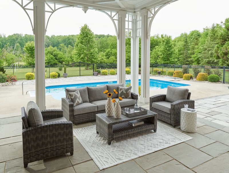 Oasis Court - Sofa, Chairs, Table Set (Set of 4) - Gray by Unique Piece Furniture
