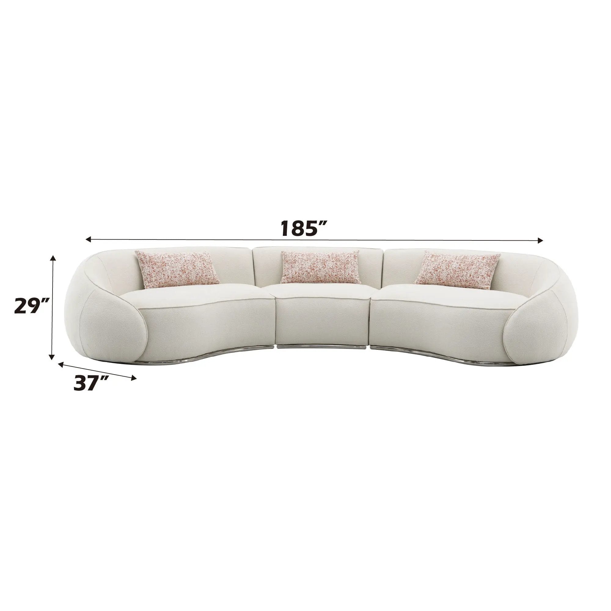 Sahara - Boucle Sectional Sofa With 3 Pillows - Beige by Unique Piece Furniture