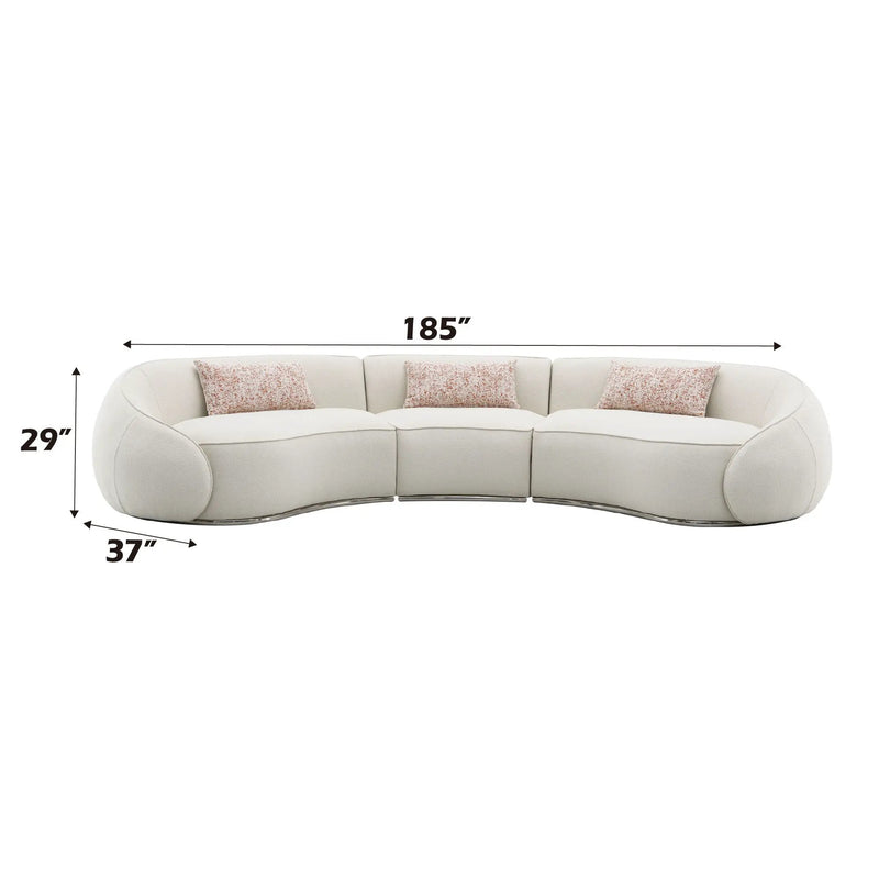 Sahara - Boucle Sectional Sofa With 3 Pillows - Beige by Unique Piece Furniture