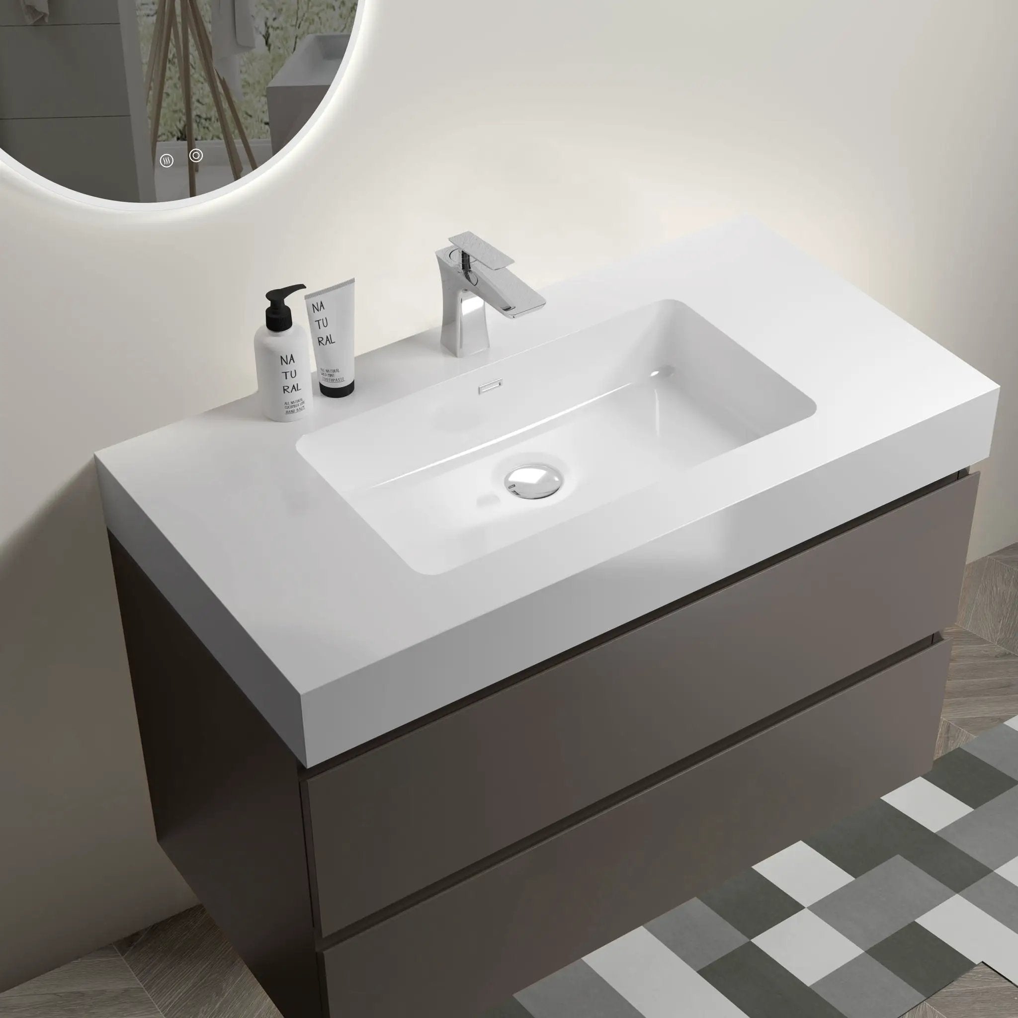 Alice - Bathroom Vanity With Sink, Large Storage Wall Mounted Floating Bathroom Vanity For Modern Bathroom, One-Piece Sink Basin Without Drain And Faucet by Unique Piece Furniture