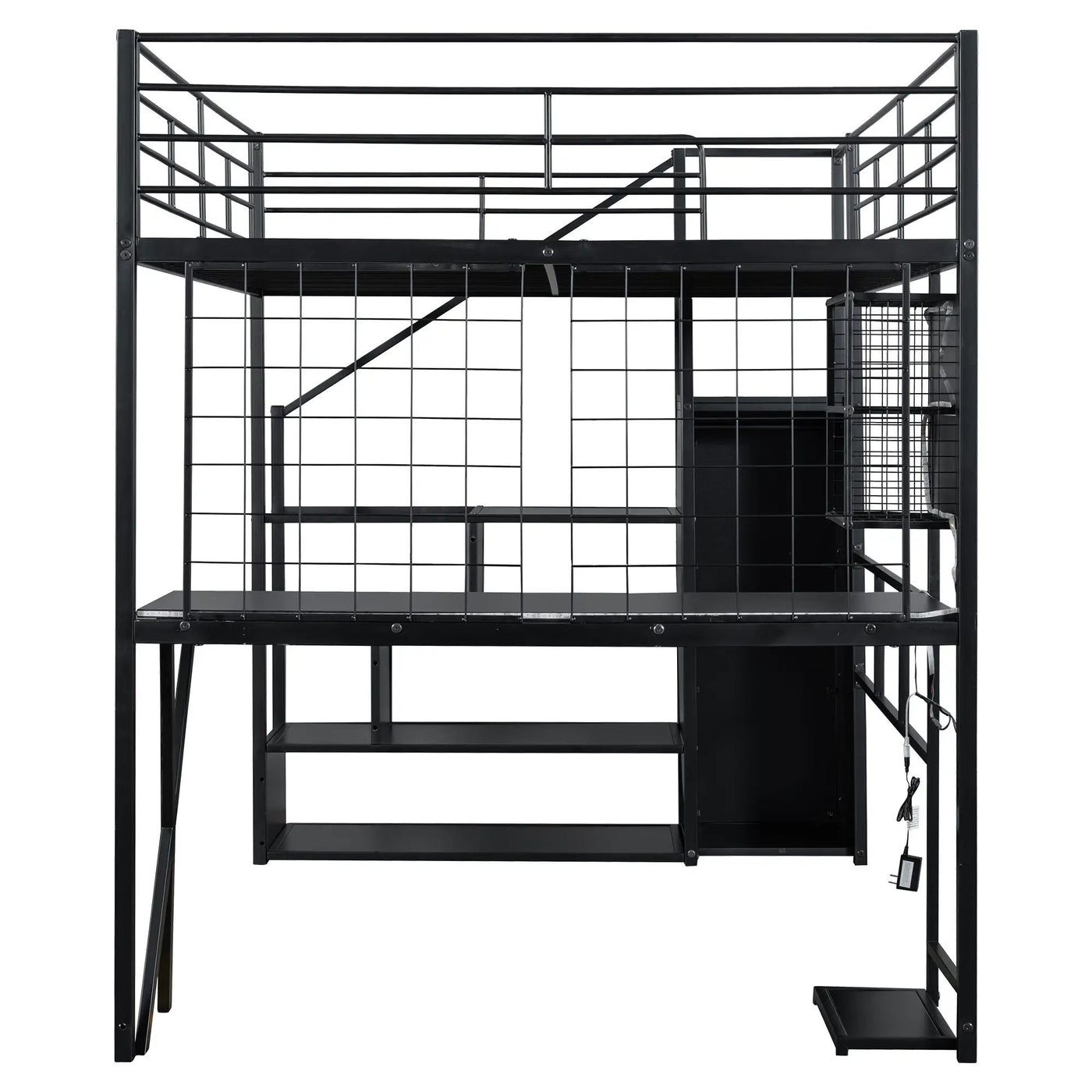 Loft Bed With Built In Work Station, Wardrobe, Storage Staircase And LED by HouseOfZazla