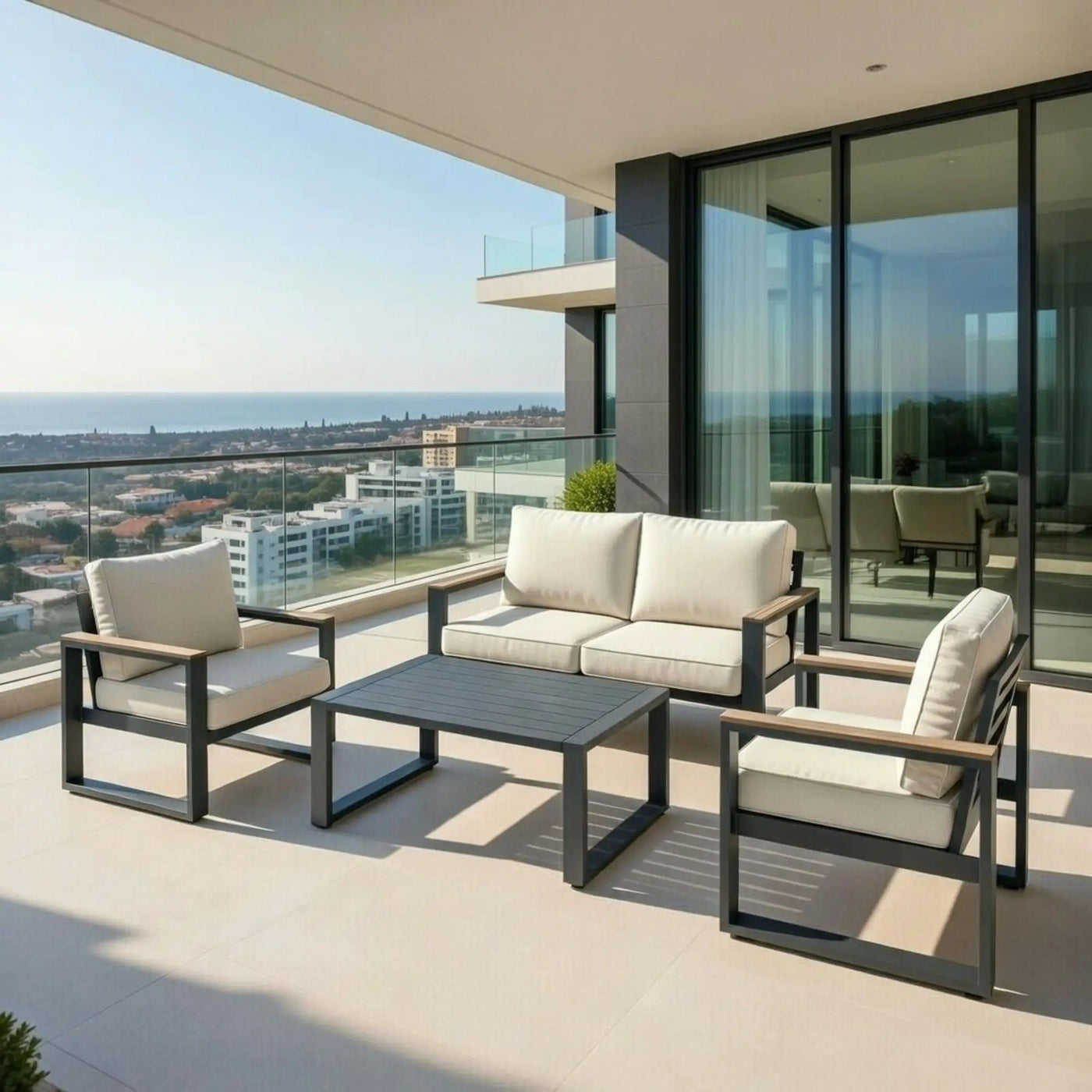 Modern Outdoor Sofa Set With Coffee Table by HouseOfZazla