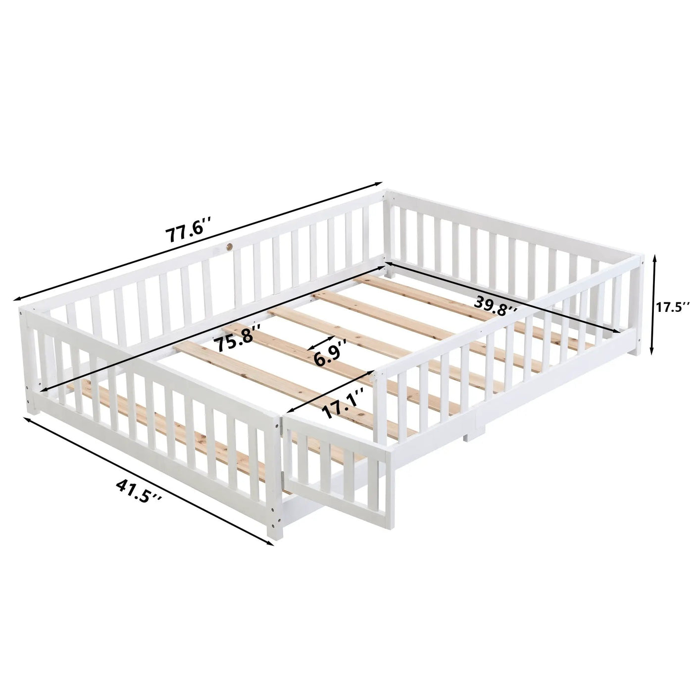 Solid Wood Floor Bed With Door And Fence For Children by HouseOfZazla