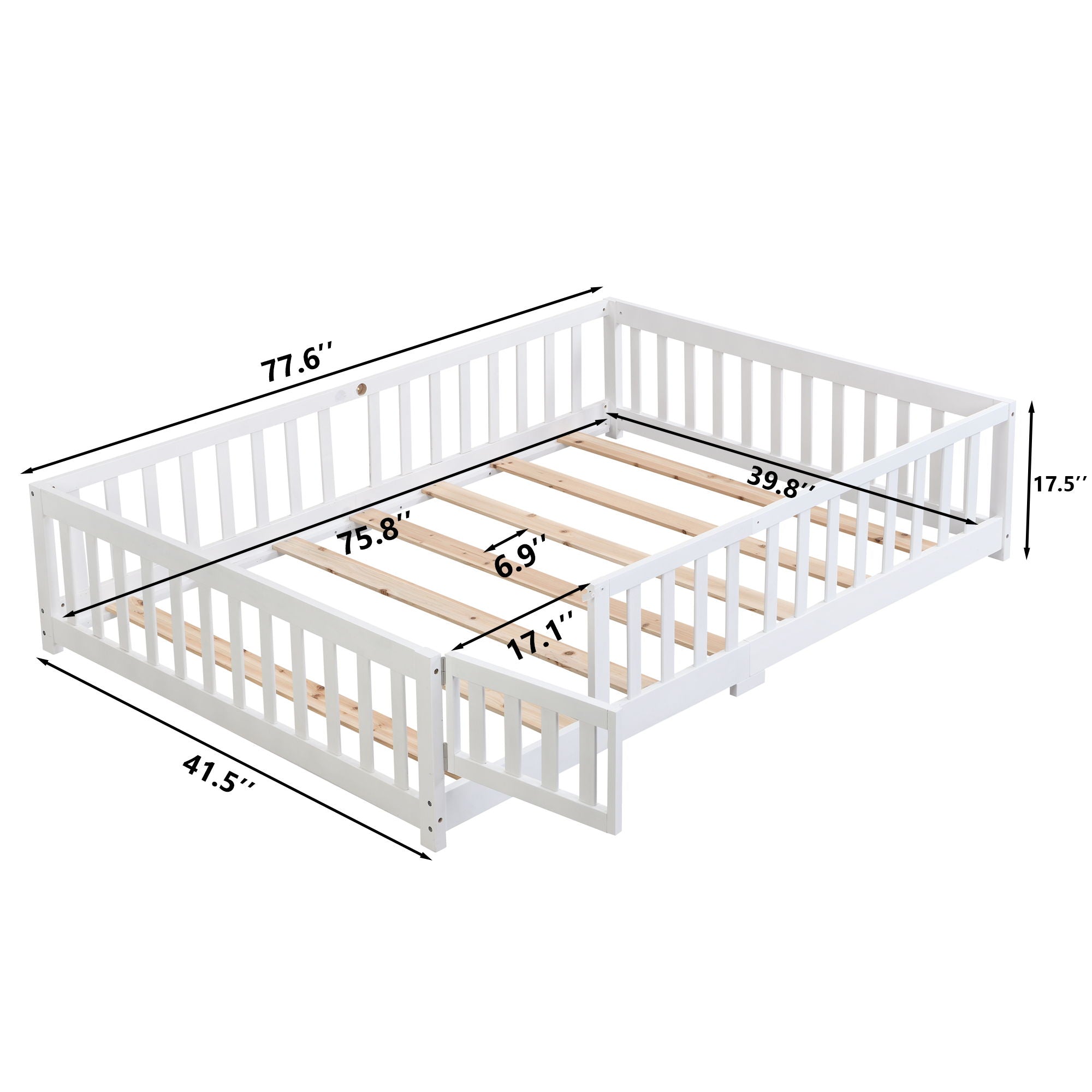 Solid Wood Floor Bed With Door And Fence For Children by HouseOfZazla