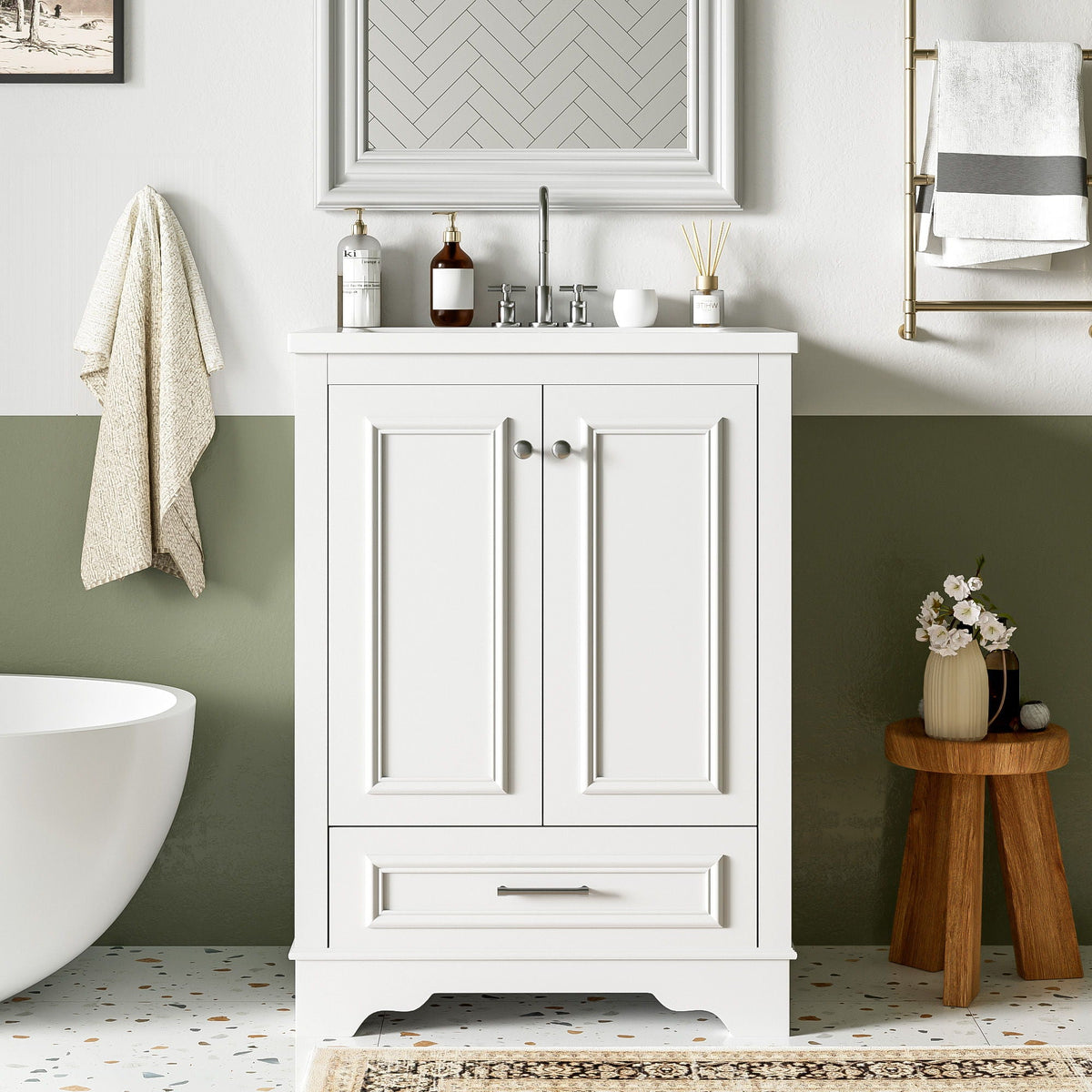 Modern Bathroom Vanity with Ceramic Sink Combo and Storage Cabinet - Multiple Colors, photo 6 of 40