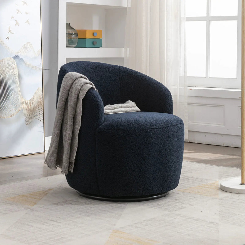 Teddy Fabric Swivel Accent Armchair Barrel Chair With Powder Coating Metal Ring by Unique Piece Furniture