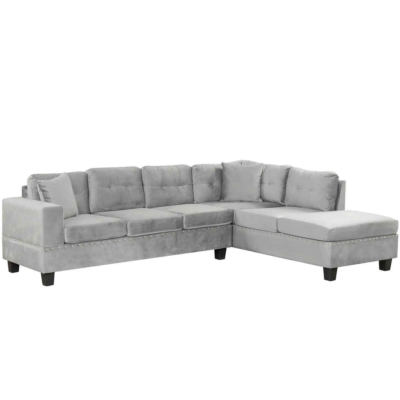 Modern Sectional Sofa With Storage Ottoman, L - Shape Couch With 2 Pillows And Cup Holders by HouseOfZazla