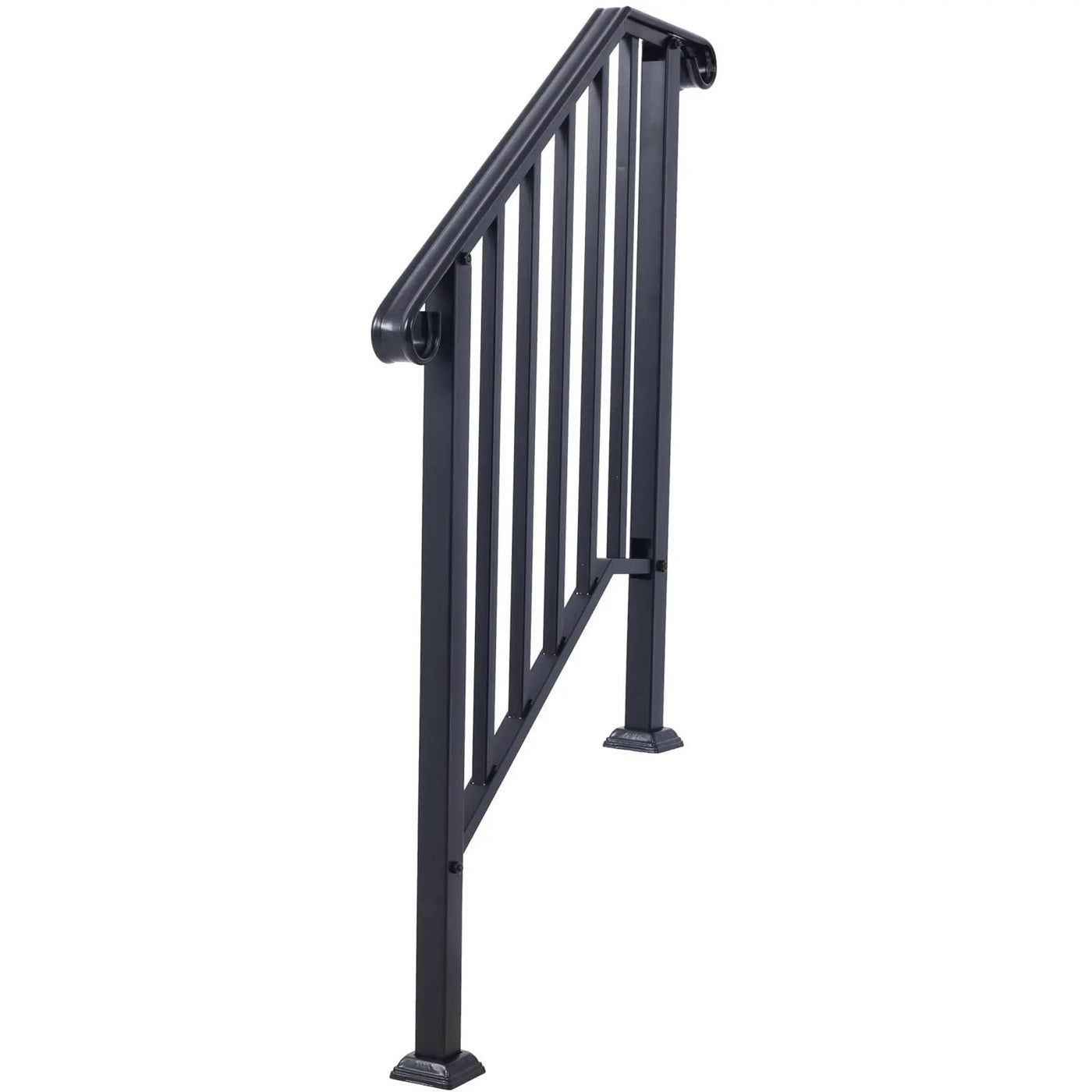 Handrails For Outdoor Steps, Fit 2 Or 3 Steps Outdoor Stair Railing, Wrought Iron Handrail, Flexible Porch Railing, Transitional Handrails For Concrete Steps Or Wooden Stairs by HouseOfZazla