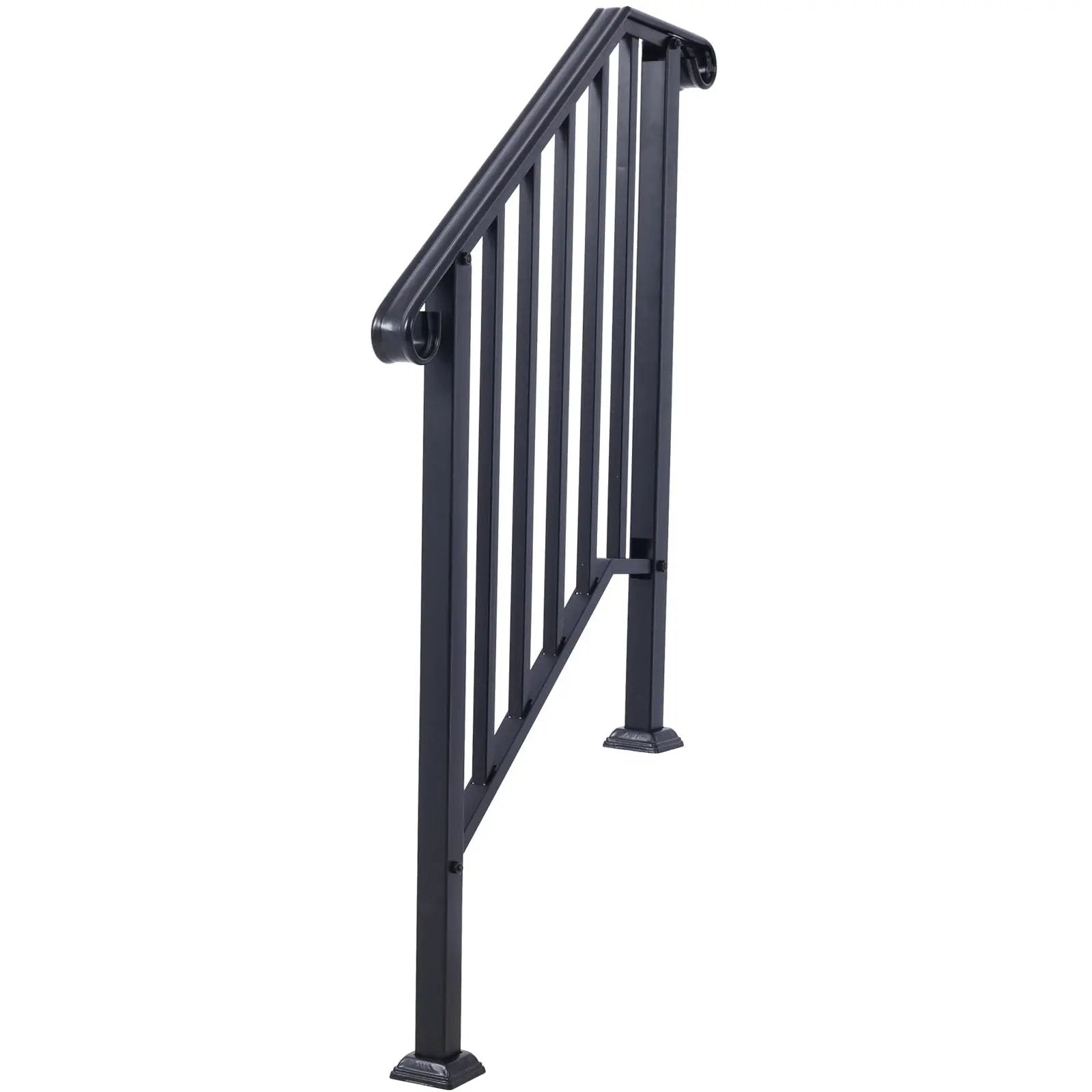 Handrails For Outdoor Steps, Fit 2 Or 3 Steps Outdoor Stair Railing, Wrought Iron Handrail, Flexible Porch Railing, Transitional Handrails For Concrete Steps Or Wooden Stairs by Unique Piece Furniture