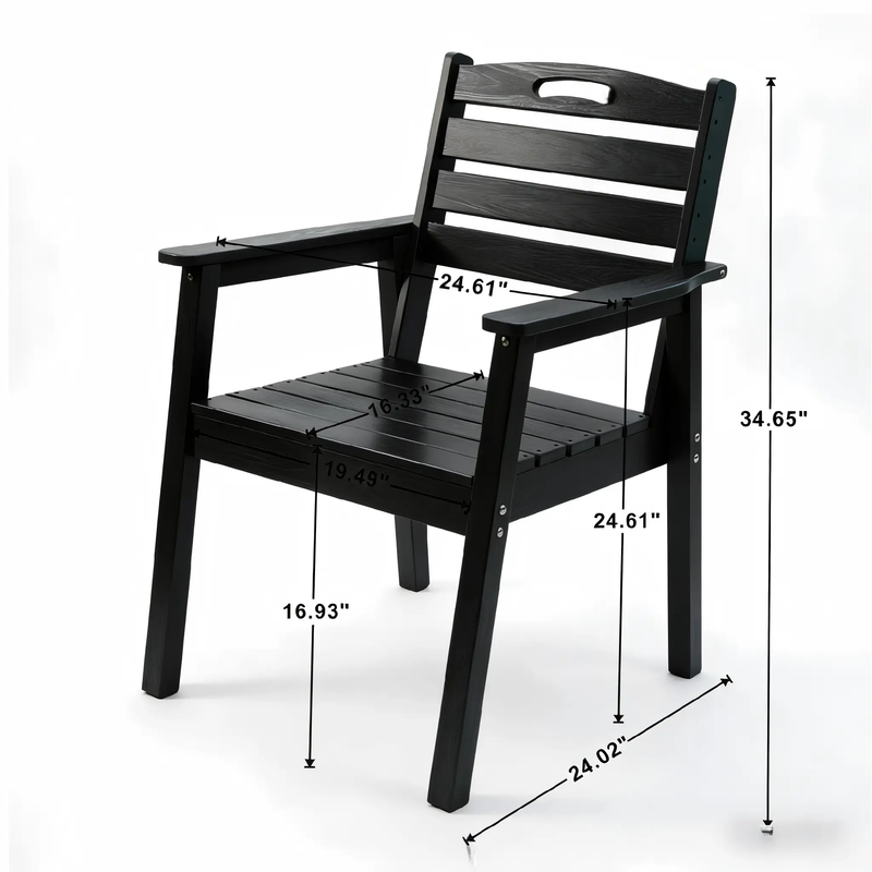HDPE Outdoor Terrace Dining Chair Set of 2 - Black by HouseOfZazla