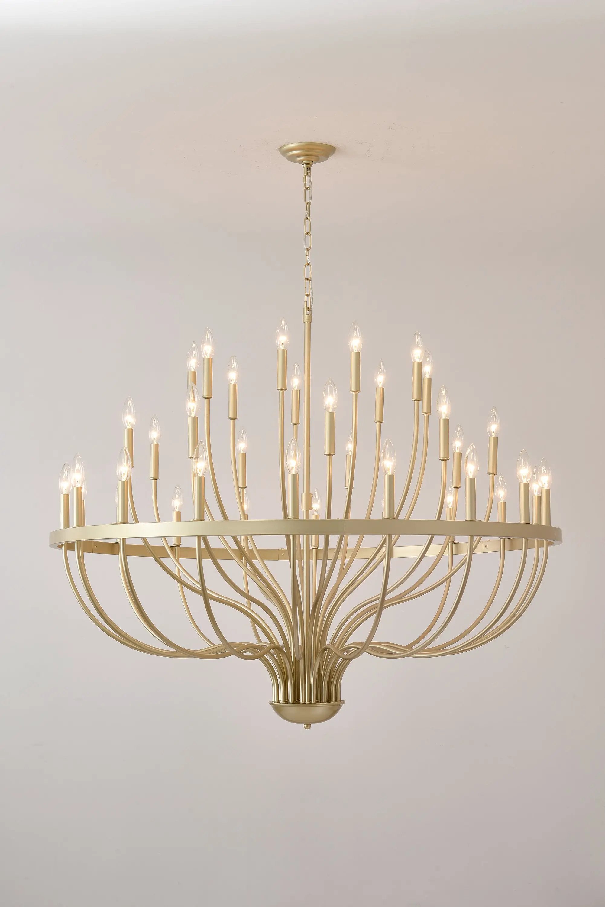 36-Light Gold Industrial Iron Candle Chandelier by HouseOfZazla