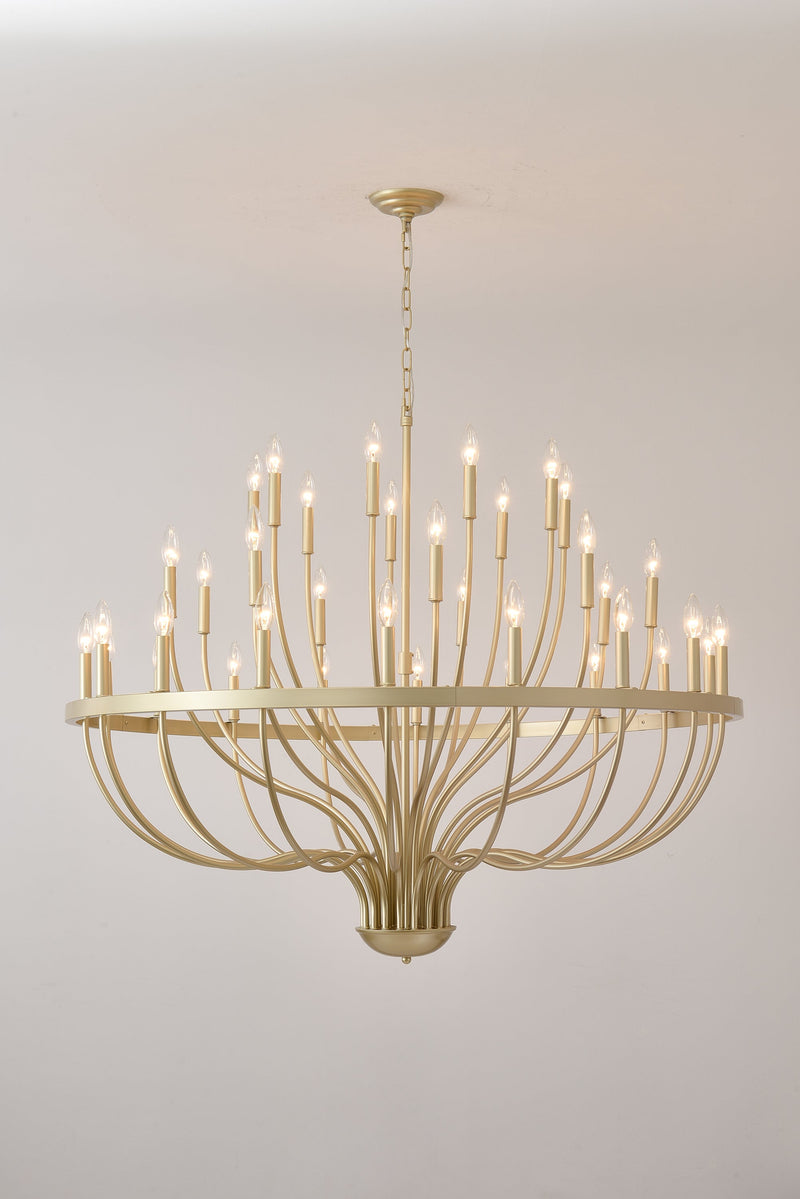36-Light Gold Industrial Iron Candle Chandelier by HouseOfZazla
