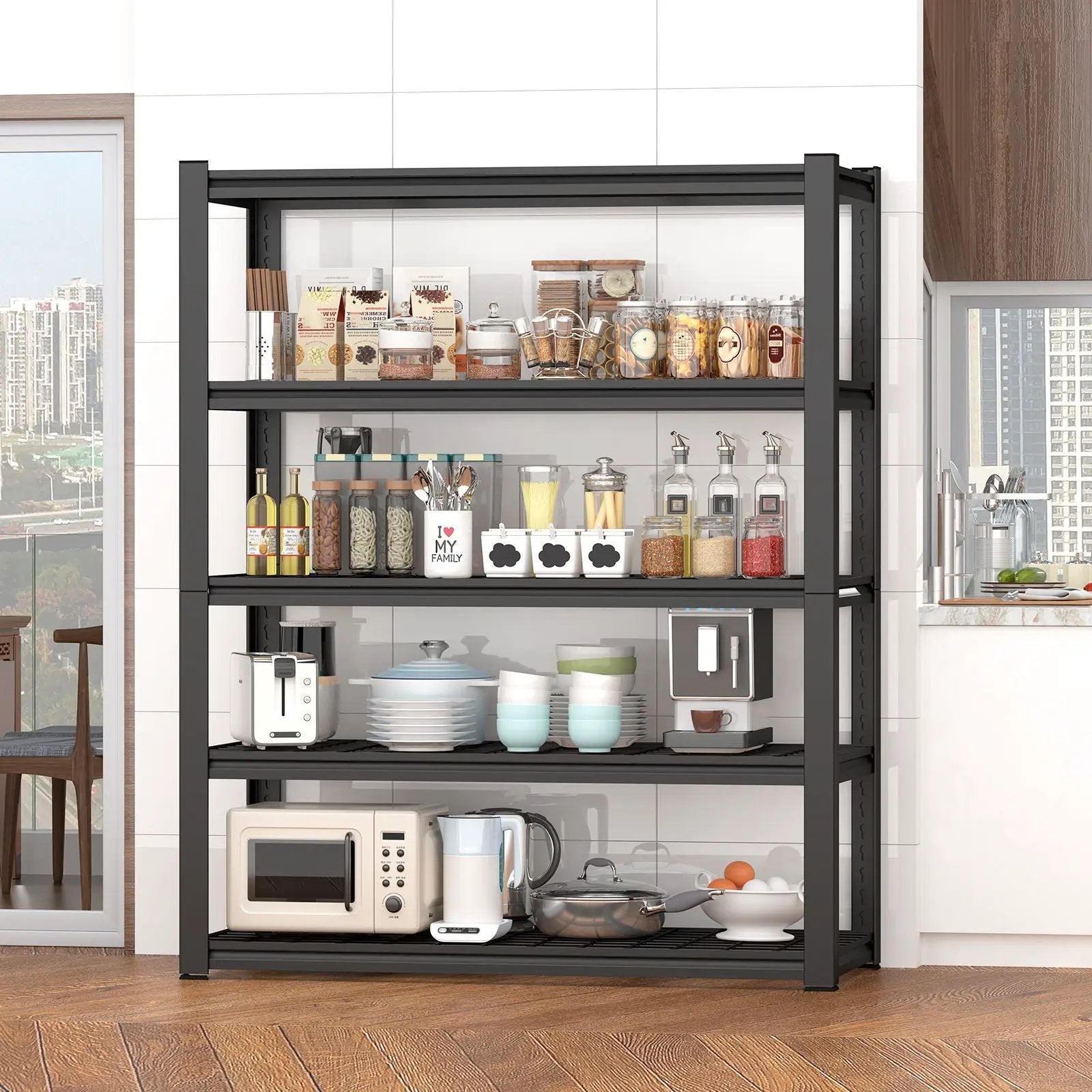 Garage Storage Rack, 5 Layer Adjustable Shelving Unit For Warehouse - Black by HouseOfZazla