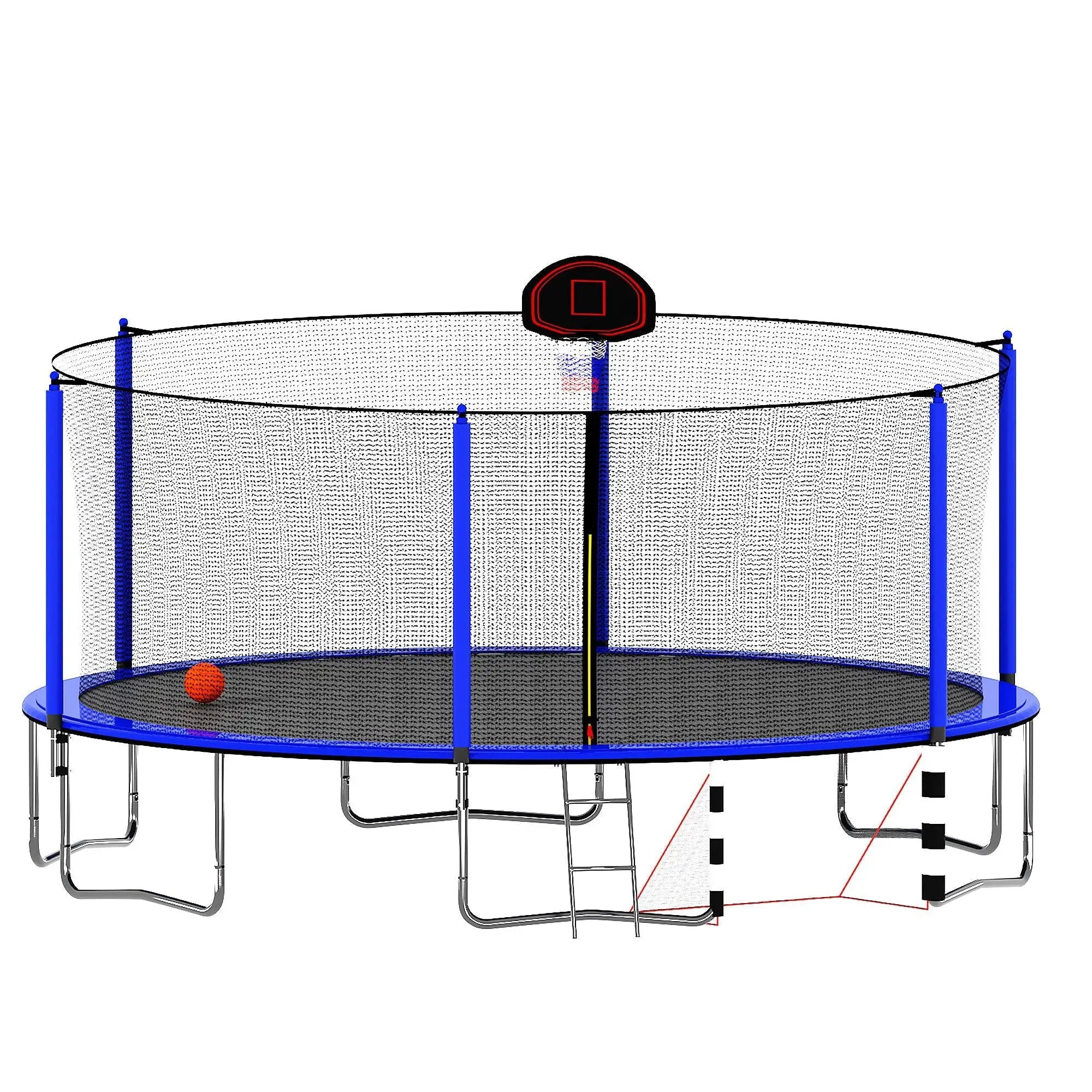 16Ft Trampoline With Basketball Hoop Pump And Ladder (Inner Safety Enclosure) With Soccer Goal by HouseOfZazla