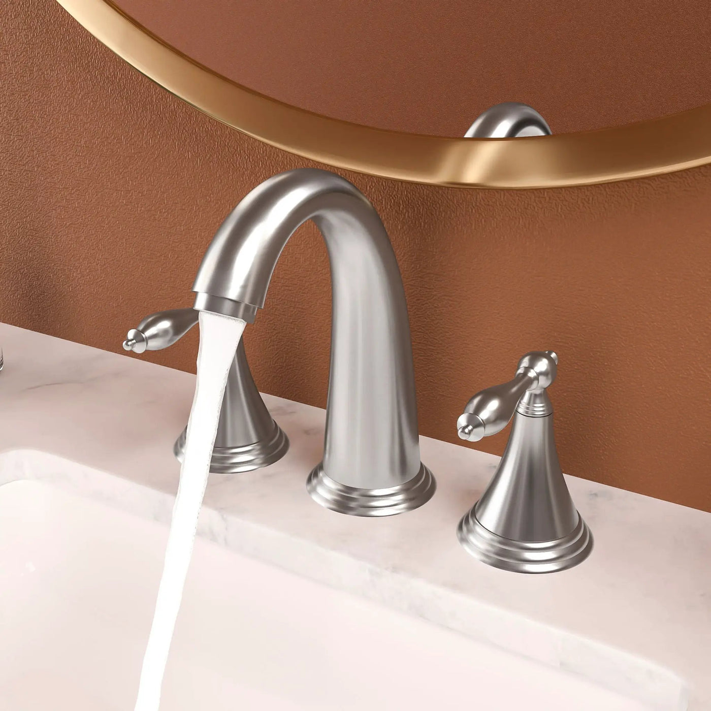 Elegant 2 Handle Widespread Bathroom Faucet With Pop Up Drain And Water Supply Lines by HouseOfZazla