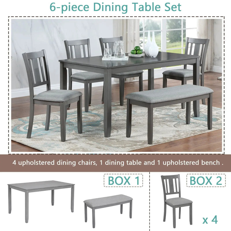 Kitchen Dining Set, Rectangular Dining Table With Upholstered Chairs by Unique Piece Furniture