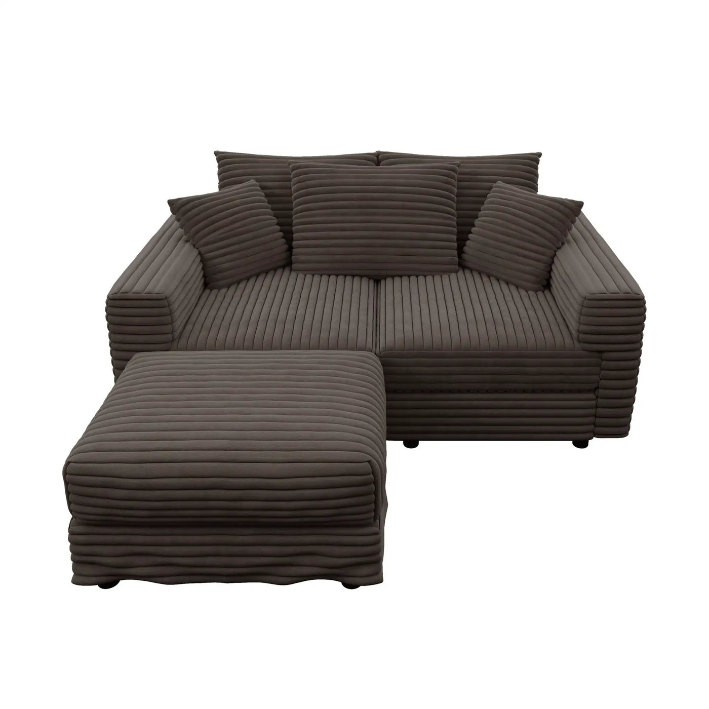 Deep Seat Convertible Sofa With Soft Pillows And Ottomans by HouseOfZazla